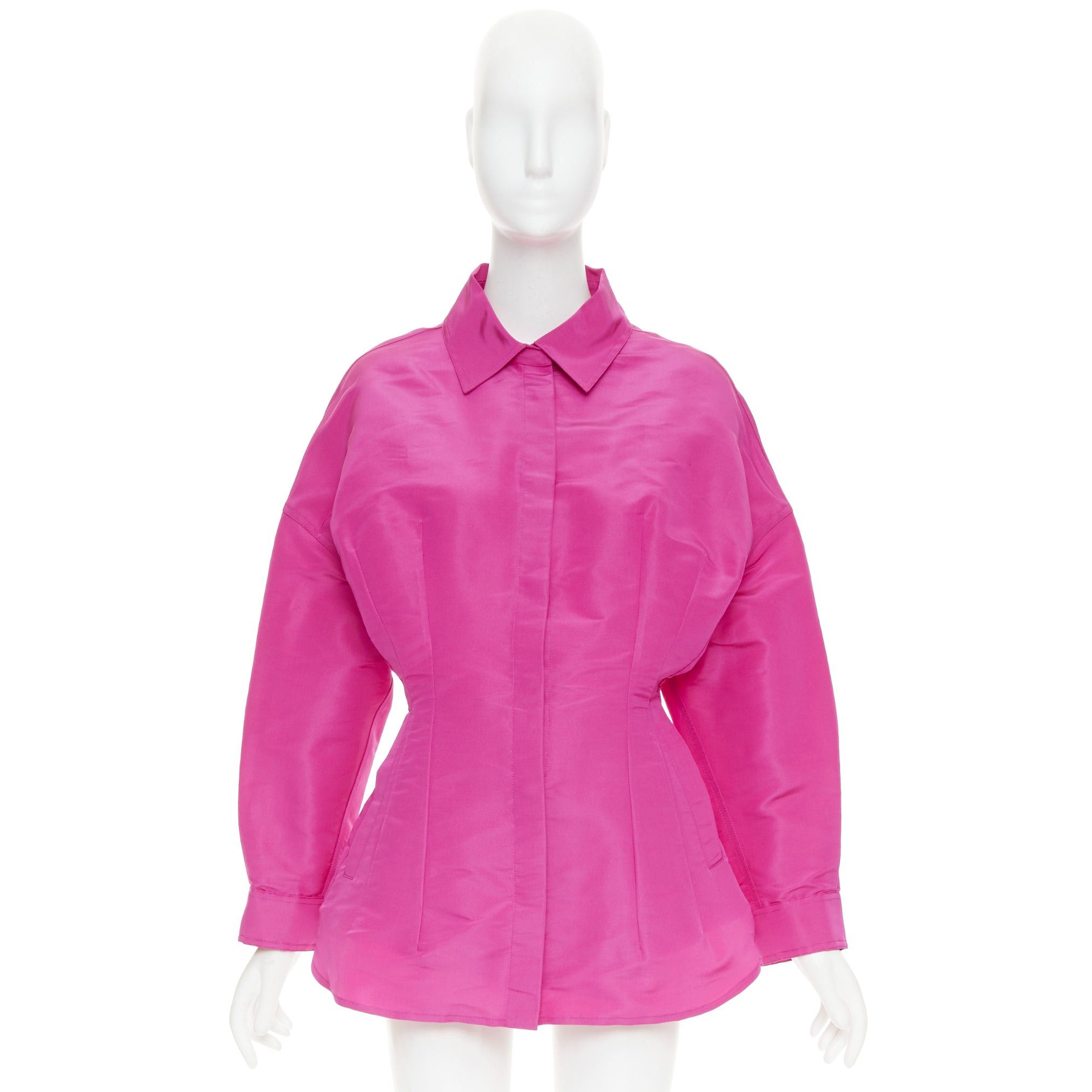 Valentino VALENTINO Pier Paolo Piccioili 2022 silk moire PP Pink 100% silk mini shirt dress IT38 XS Size XS / US 0-2 / IT 36-38 - 10 Thumbnail