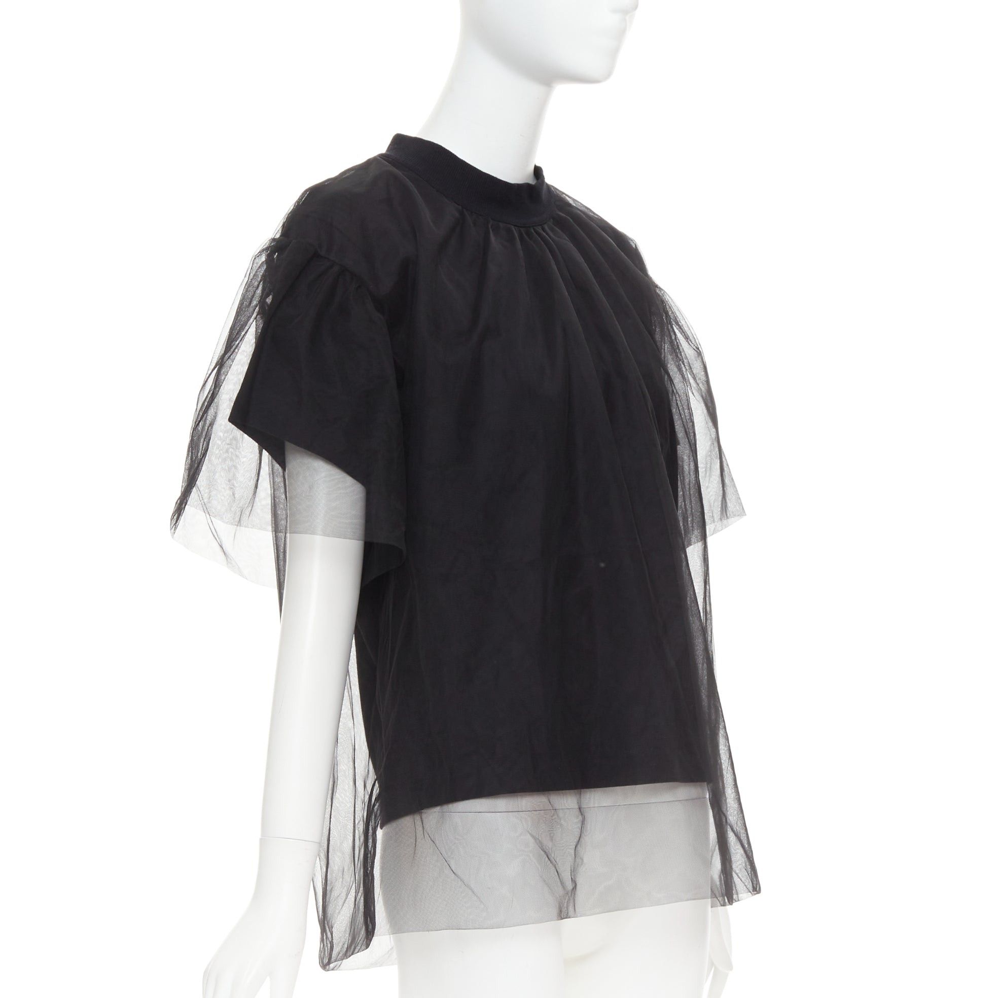Shushu/Tong SHUSHU TONG Tulle T-shirt black mesh layered crew neck top UK6 XS Size XS / US 0-2 / IT 36-38 - 3 Thumbnail