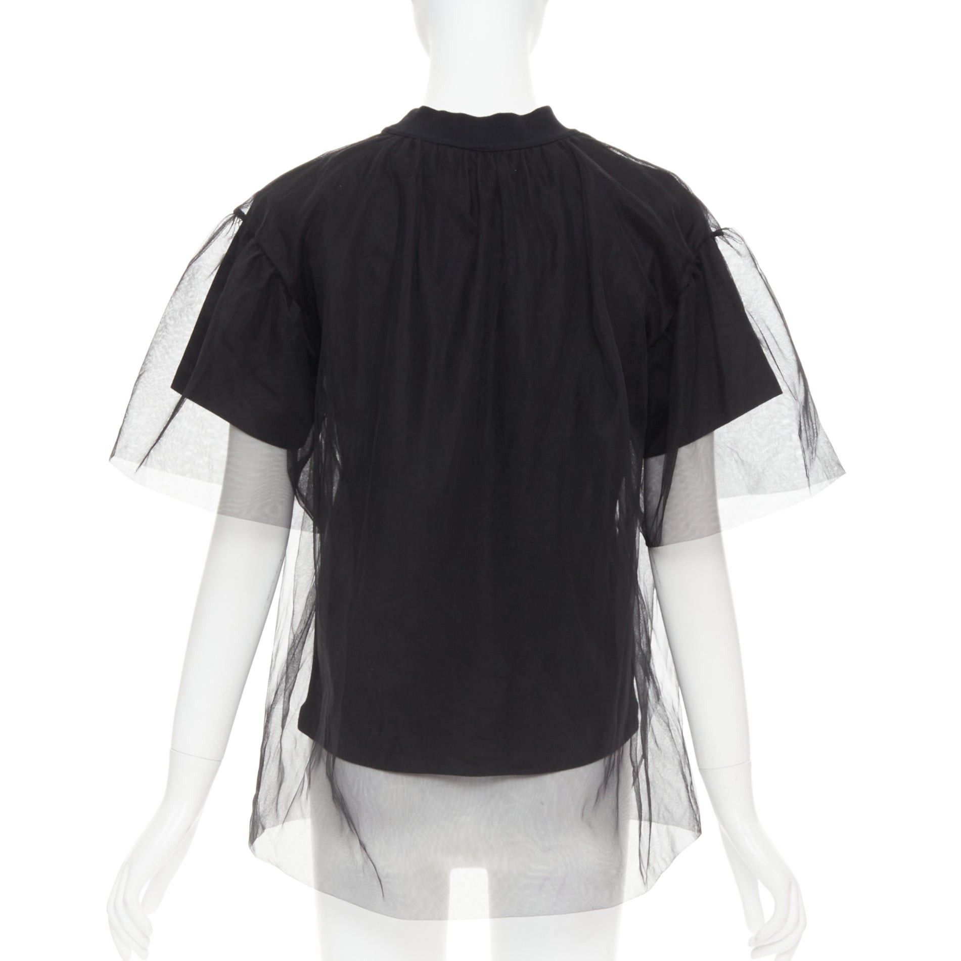 Shushu/Tong SHUSHU TONG Tulle T-shirt black mesh layered crew neck top UK6 XS Size XS / US 0-2 / IT 36-38 - 5 Thumbnail
