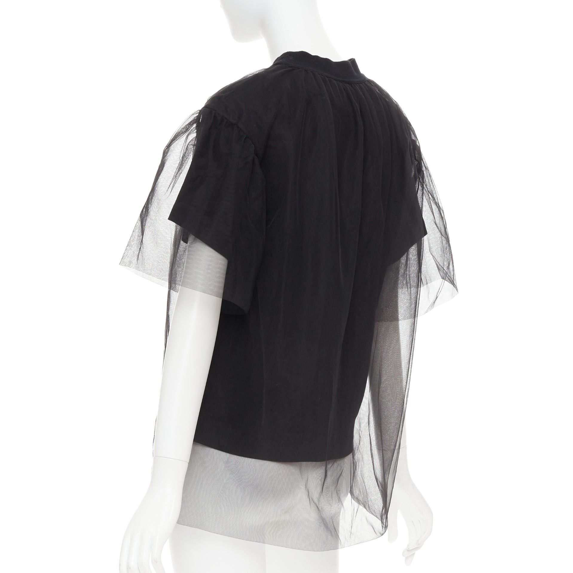 Shushu/Tong SHUSHU TONG Tulle T-shirt black mesh layered crew neck top UK6 XS Size XS / US 0-2 / IT 36-38 - 6 Thumbnail
