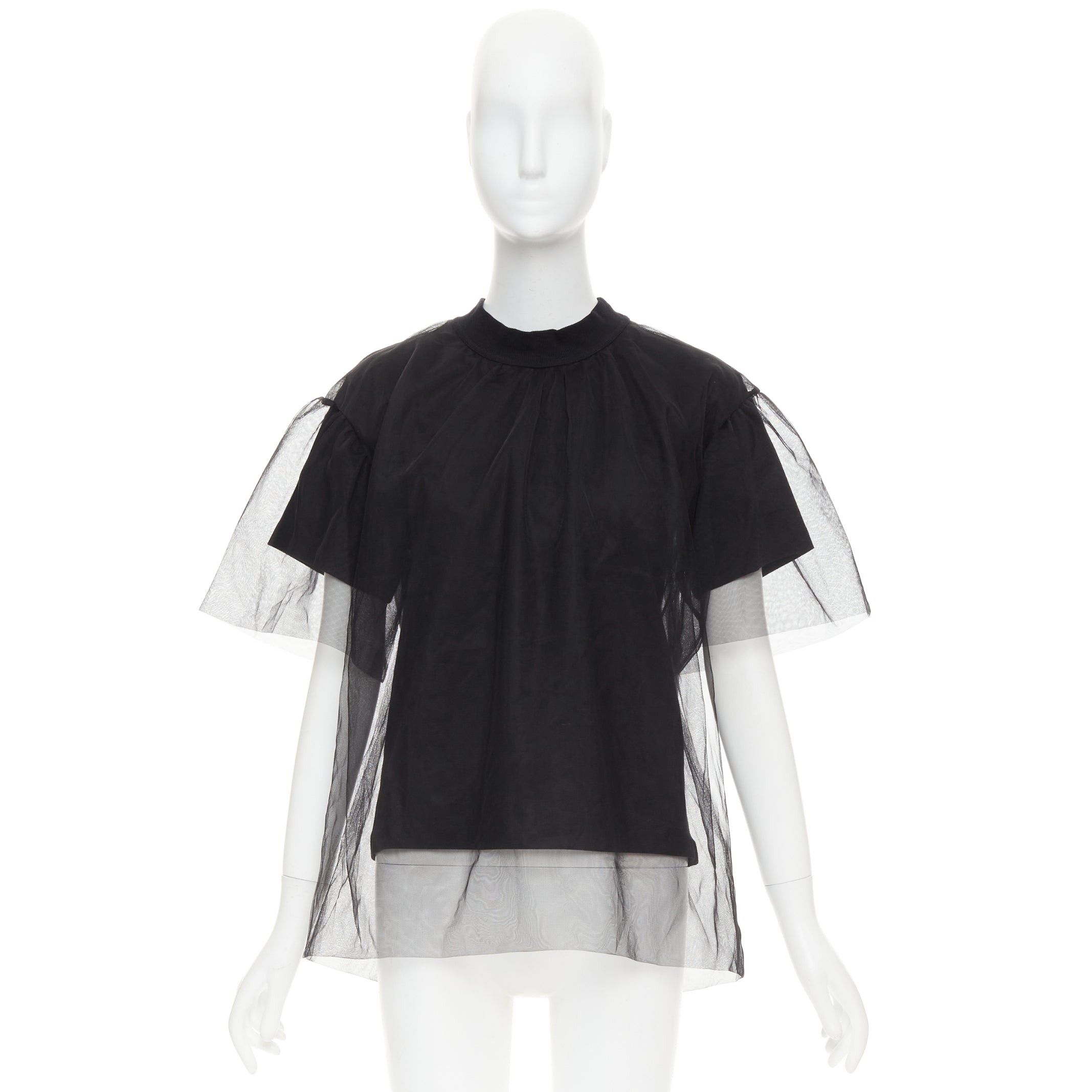 Shushu/Tong SHUSHU TONG Tulle T-shirt black mesh layered crew neck top UK6 XS Size XS / US 0-2 / IT 36-38 - 9 Thumbnail