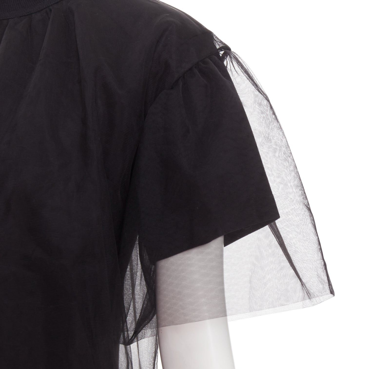 Shushu/Tong SHUSHU TONG Tulle T-shirt black mesh layered crew neck top UK6 XS Size XS / US 0-2 / IT 36-38 - 2 Thumbnail