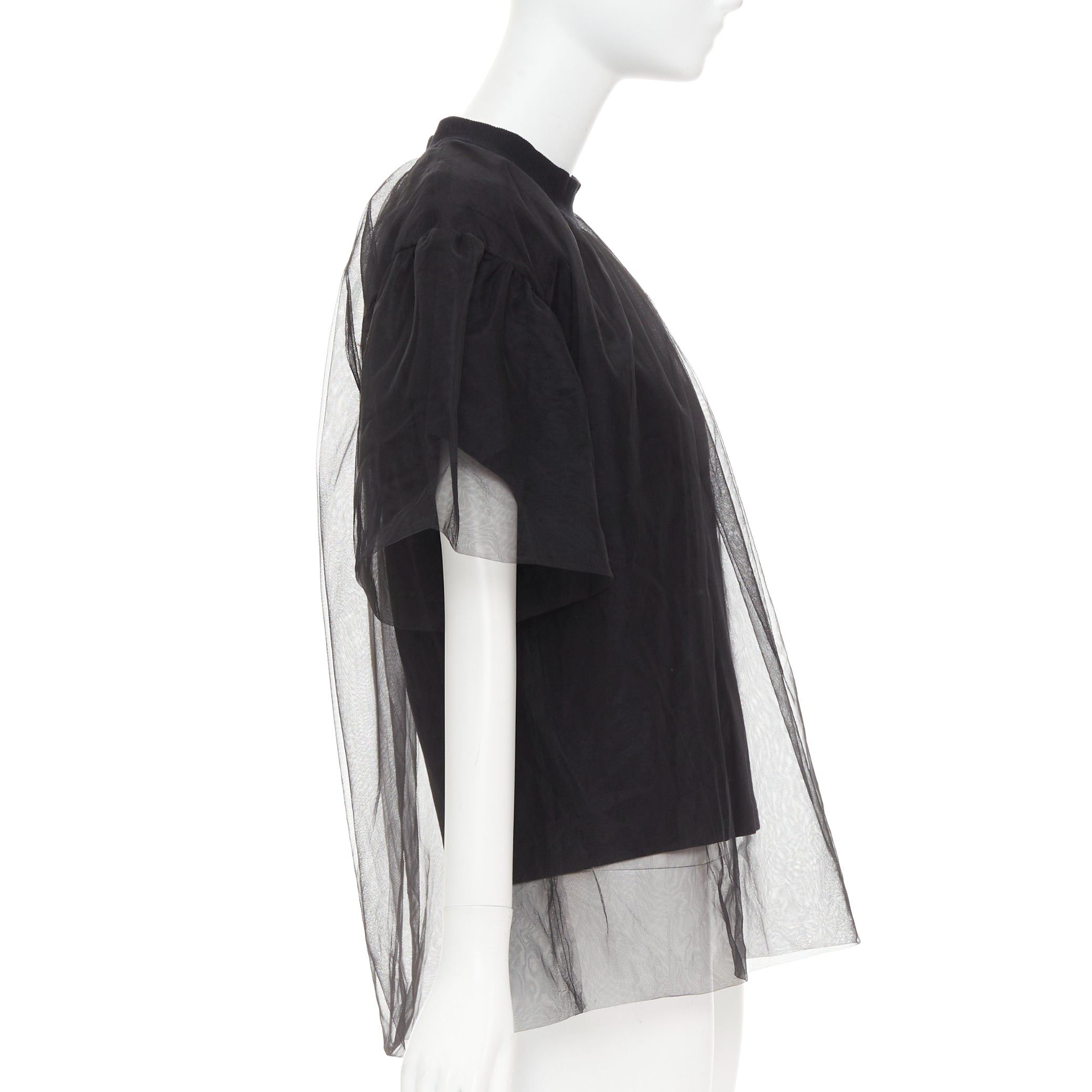 Shushu/Tong SHUSHU TONG Tulle T-shirt black mesh layered crew neck top UK6 XS Size XS / US 0-2 / IT 36-38 - 4 Thumbnail