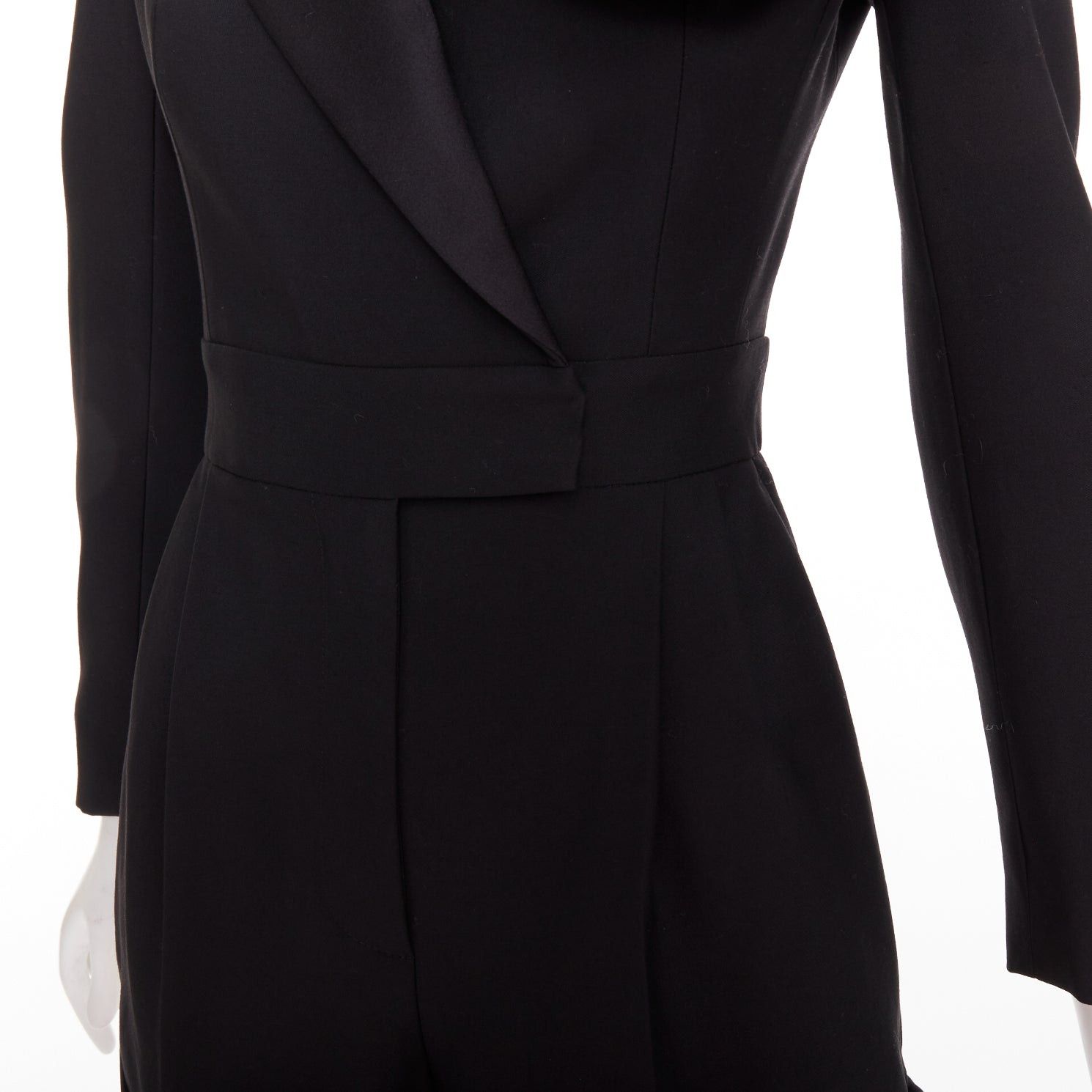 Alexander McQueen ALEXANDER MCQUEEN 2023 Orchid embellished black slim fit wool playsuit IT36 XS Size 25" / US 0 / IT 36 - 7 Thumbnail