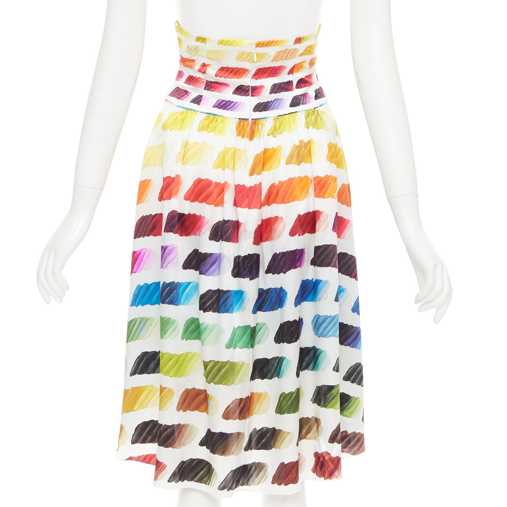 Chanel CHANEL Karl Lagerfeld 2014 Runway Colorama icon brush CC 100% silk crop top midi skirt FR34 XS Size XS / US 0-2 / IT 36-38 - 10 Thumbnail