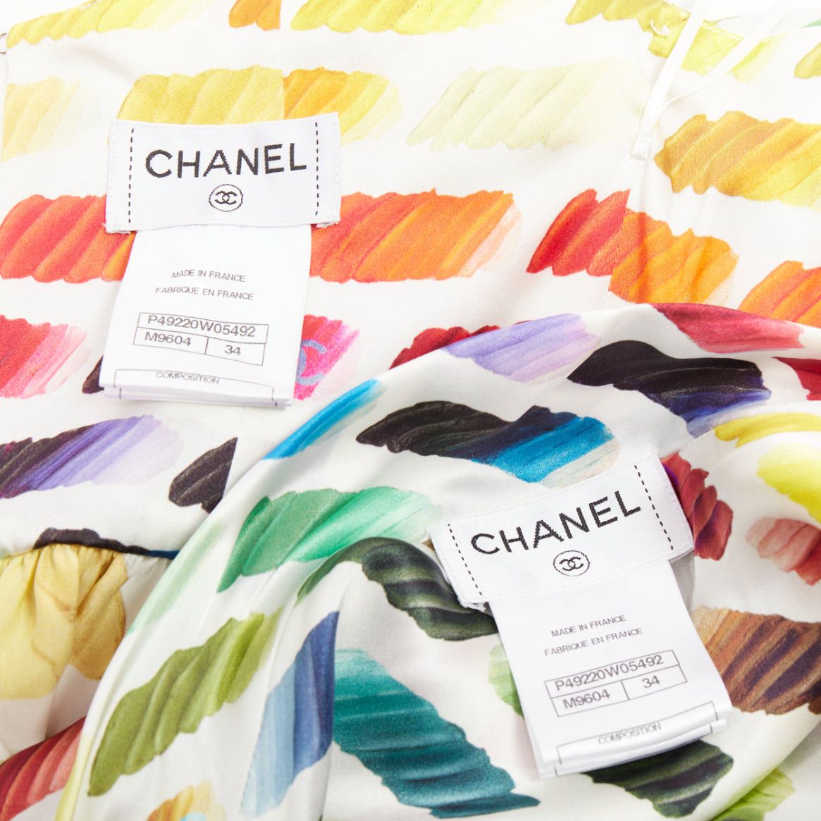Chanel CHANEL Karl Lagerfeld 2014 Runway Colorama icon brush CC 100% silk crop top midi skirt FR34 XS Size XS / US 0-2 / IT 36-38 - 13 Thumbnail