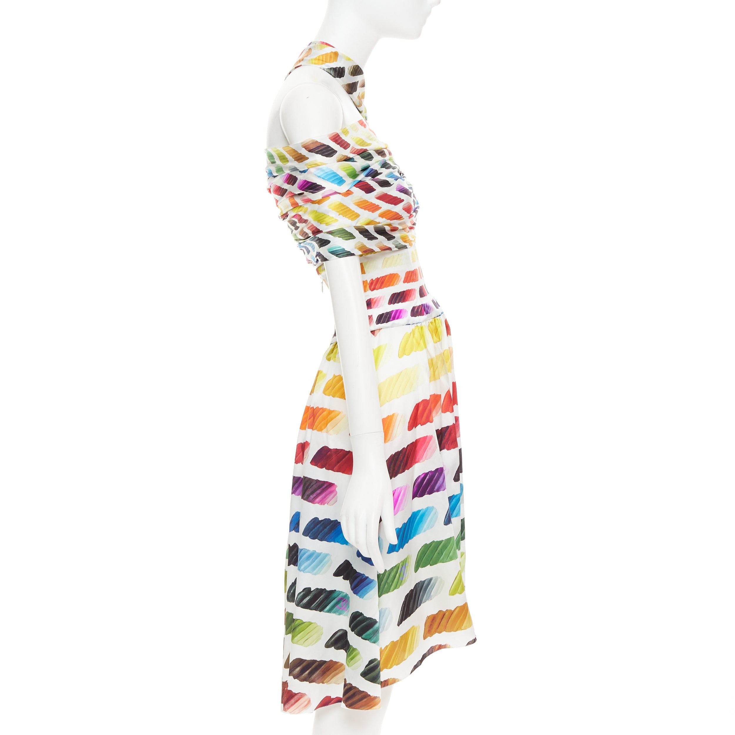 Chanel CHANEL Karl Lagerfeld 2014 Runway Colorama icon brush CC 100% silk crop top midi skirt FR34 XS Size XS / US 0-2 / IT 36-38 - 4 Thumbnail