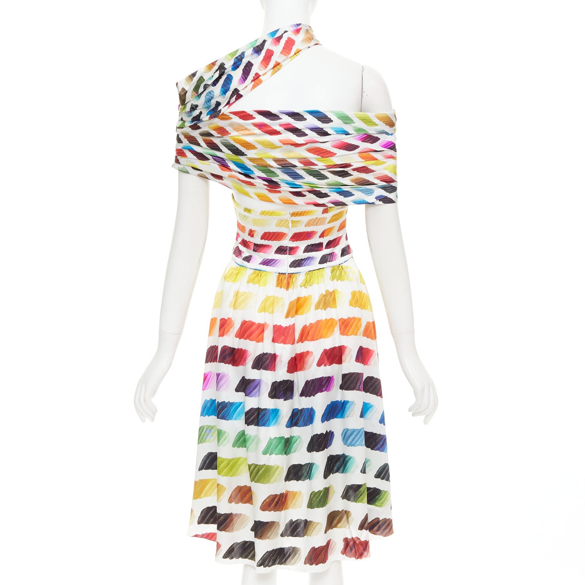 Chanel CHANEL Karl Lagerfeld 2014 Runway Colorama icon brush CC 100% silk crop top midi skirt FR34 XS Size XS / US 0-2 / IT 36-38 - 5 Thumbnail