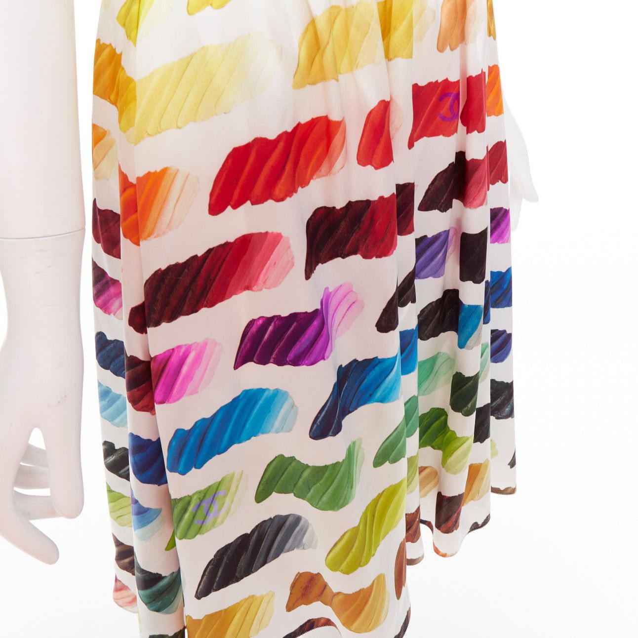Chanel CHANEL Karl Lagerfeld 2014 Runway Colorama icon brush CC 100% silk crop top midi skirt FR34 XS Size XS / US 0-2 / IT 36-38 - 12 Thumbnail