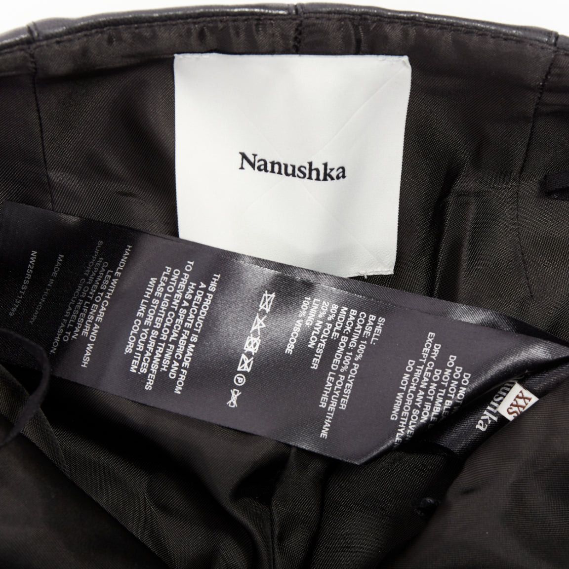 Nanushka NANUSHKA black faux leather diagonal zip short mini biker shorts XXS Size 25" / US 0 / IT 36 - 8 Thumbnail