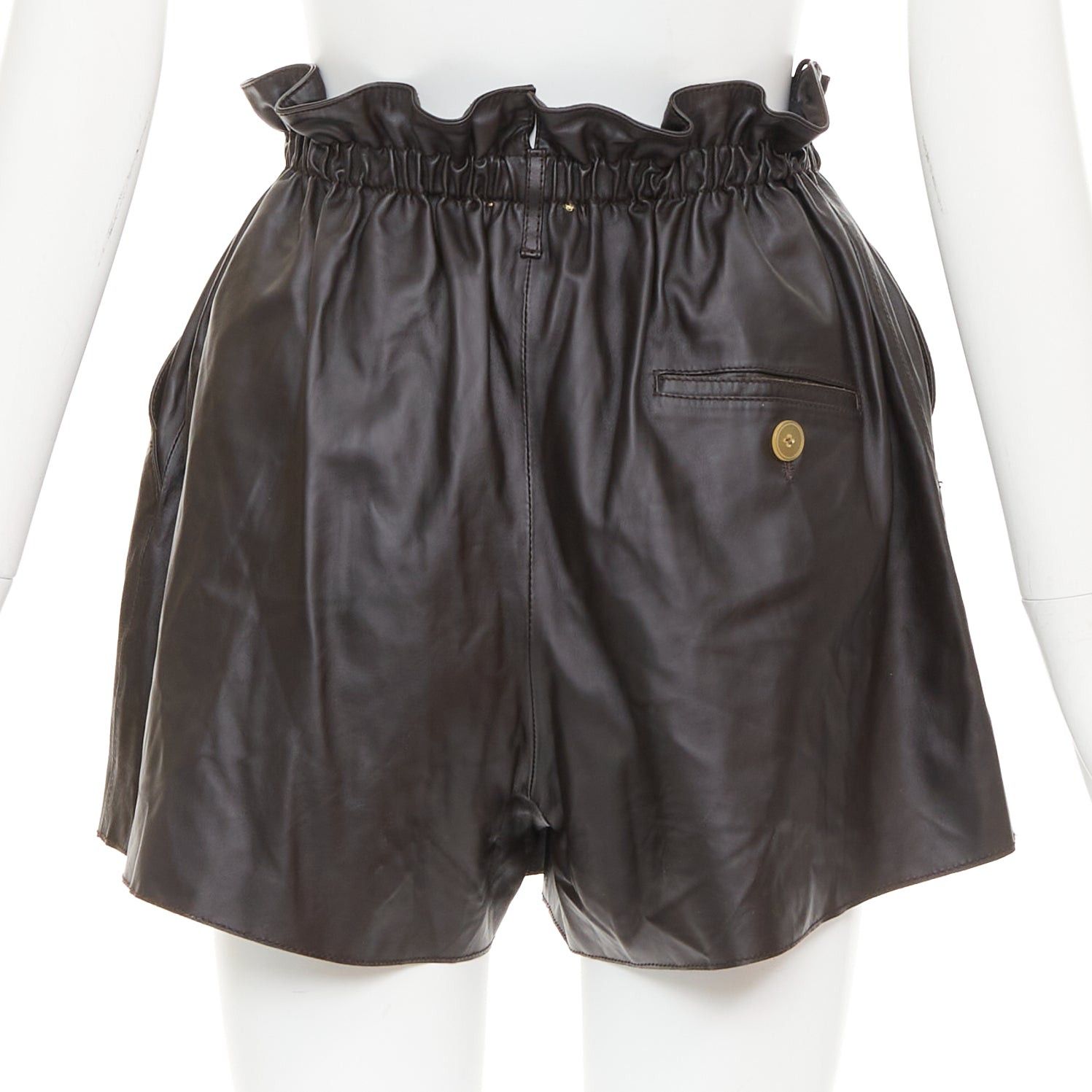 Other FORTE FORTE Parrrs chocolate brown leather paperbag waist shorts Sz.1 S Size 27" / US 4 / IT 40 - 5 Thumbnail