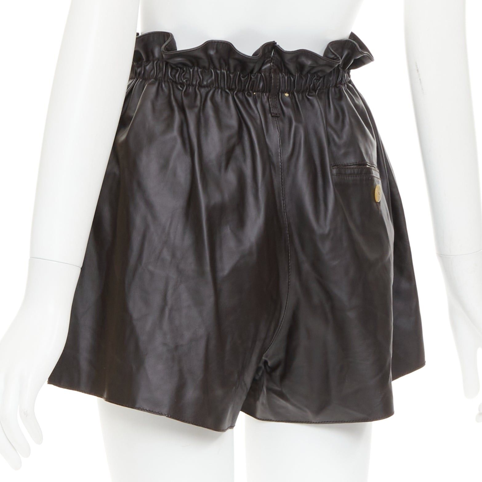Other FORTE FORTE Parrrs chocolate brown leather paperbag waist shorts Sz.1 S Size 27" / US 4 / IT 40 - 6 Thumbnail