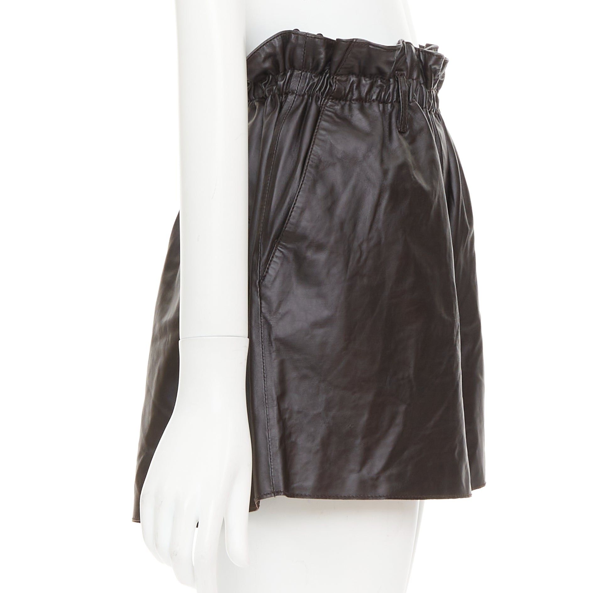 Other FORTE FORTE Parrrs chocolate brown leather paperbag waist shorts Sz.1 S Size 27" / US 4 / IT 40 - 4 Thumbnail