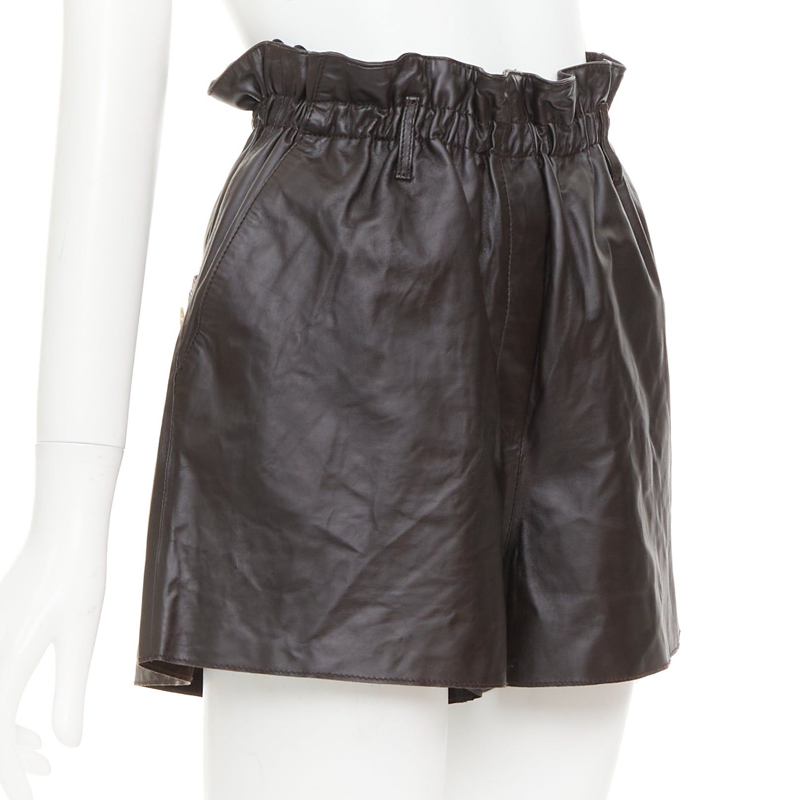 Other FORTE FORTE Parrrs chocolate brown leather paperbag waist shorts Sz.1 S Size 27" / US 4 / IT 40 - 3 Thumbnail