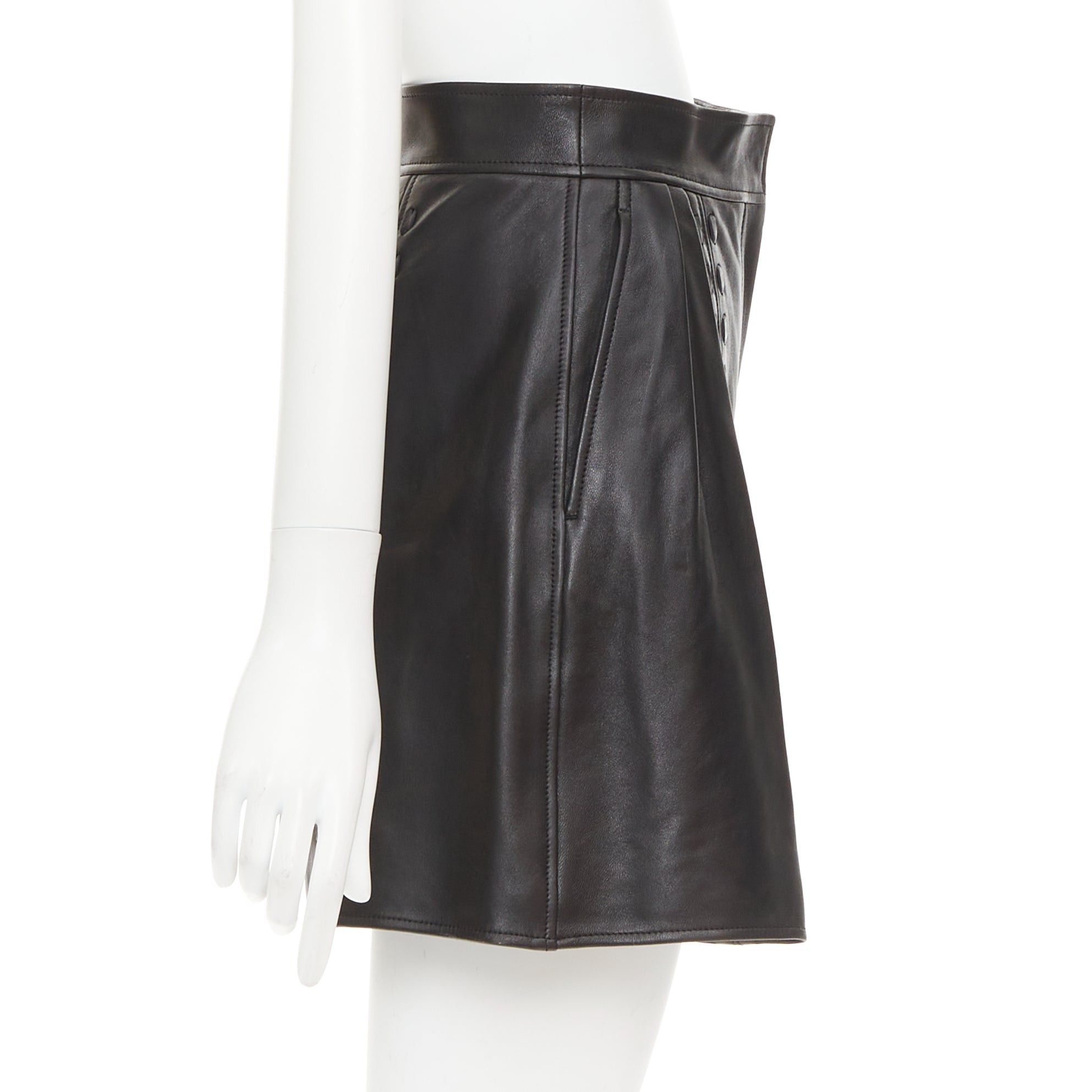 Alexander McQueen ALEXANDER MCQUEEN Sarah Burton 2021 black leather overstitch mini shorts IT38 XS Size 26" / US 2 / IT 38 - 4 Thumbnail