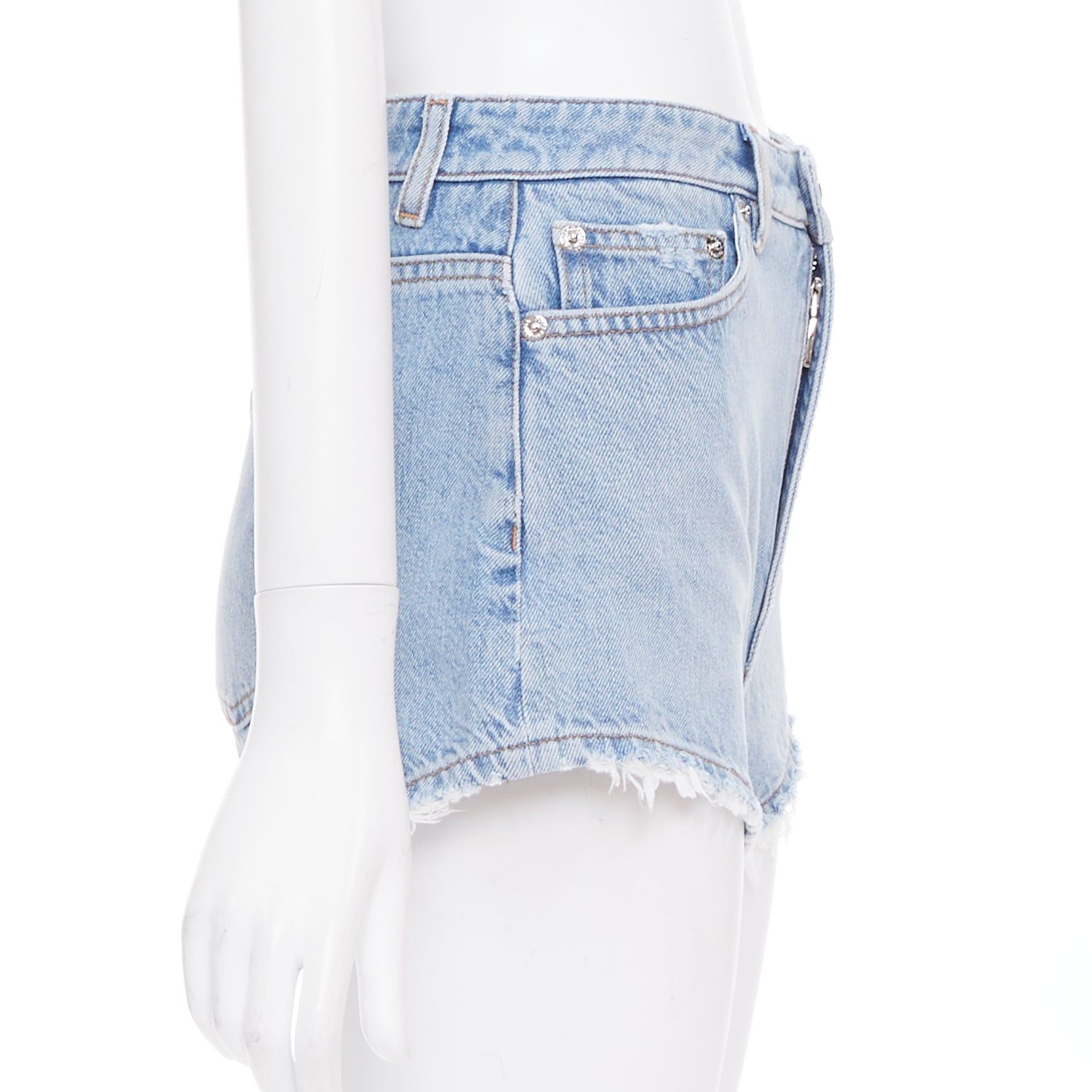 Dolce & Gabbana DOLCE GABBANA washed blue logo tag cut off high rise shorts IT38 XS Size 26" / US 2 / IT 38 - 4 Thumbnail