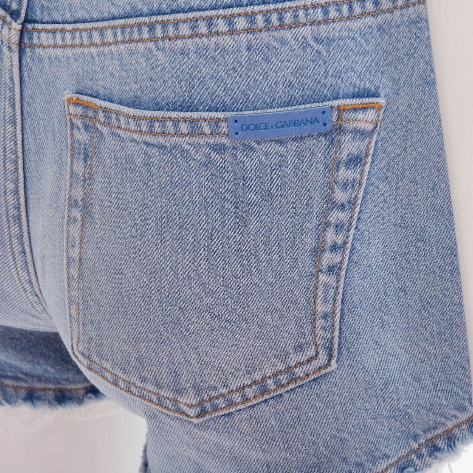 Dolce & Gabbana DOLCE GABBANA washed blue logo tag cut off high rise shorts IT38 XS Size 26" / US 2 / IT 38 - 2 Thumbnail