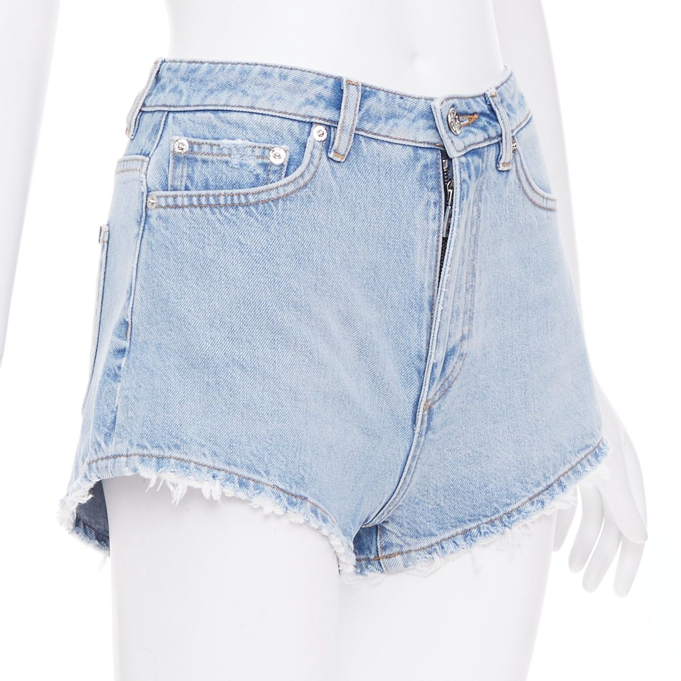 Dolce & Gabbana DOLCE GABBANA washed blue logo tag cut off high rise shorts IT38 XS Size 26" / US 2 / IT 38 - 3 Thumbnail