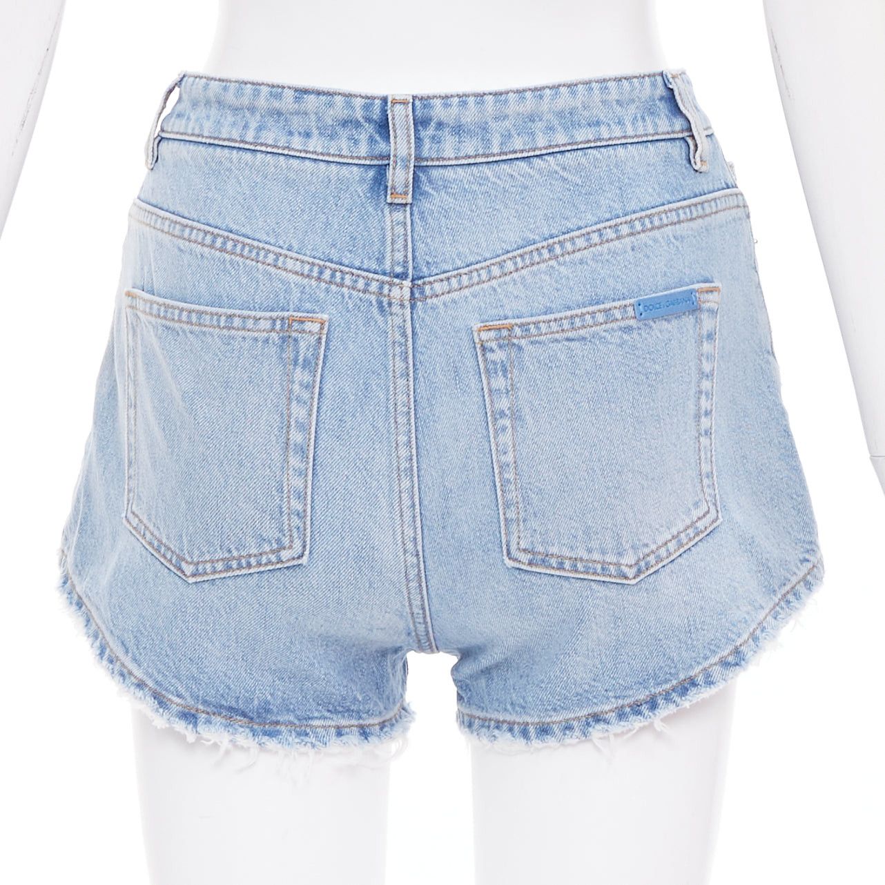 Dolce & Gabbana DOLCE GABBANA washed blue logo tag cut off high rise shorts IT38 XS Size 26" / US 2 / IT 38 - 5 Thumbnail
