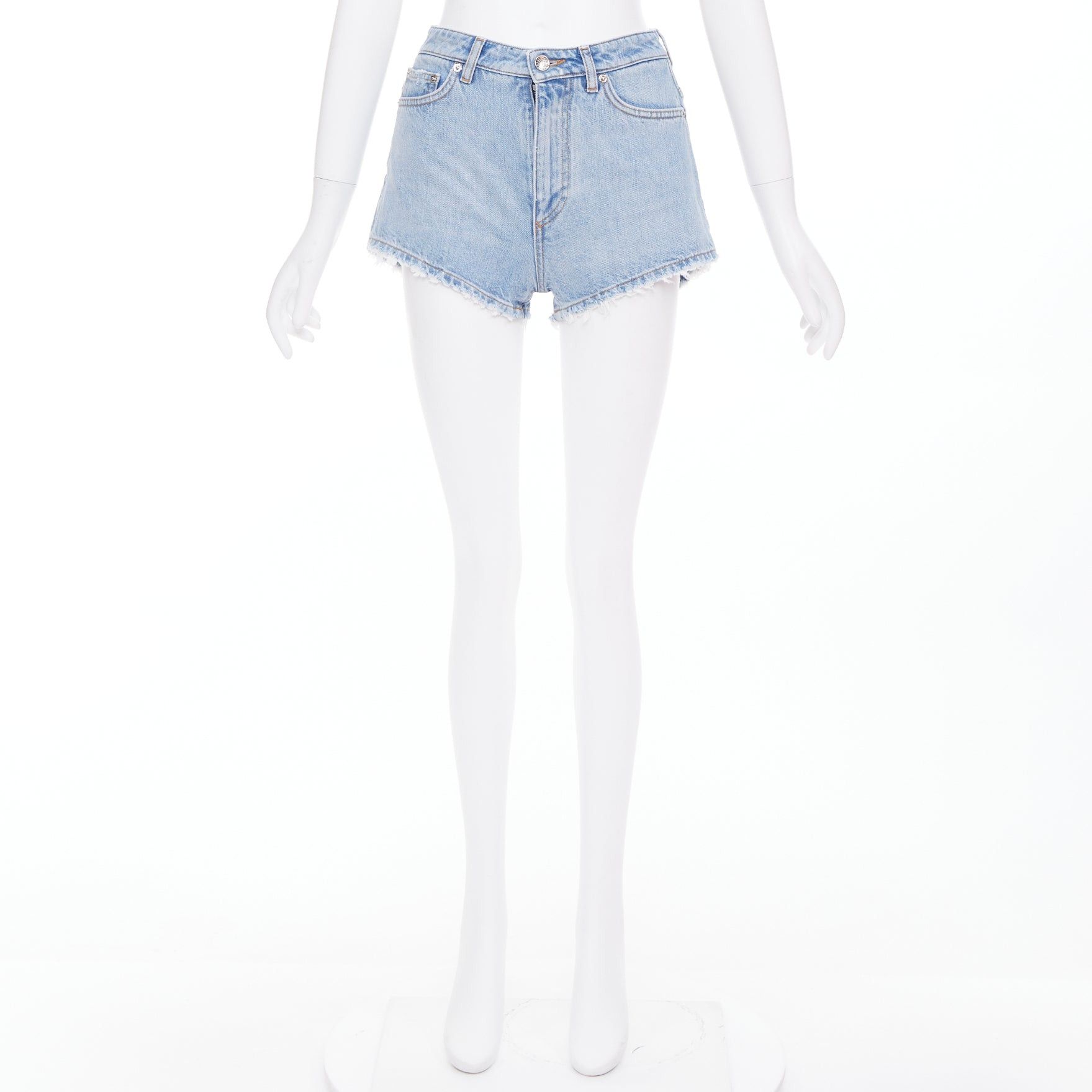 Dolce & Gabbana DOLCE GABBANA washed blue logo tag cut off high rise shorts IT38 XS Size 26" / US 2 / IT 38 - 9 Thumbnail