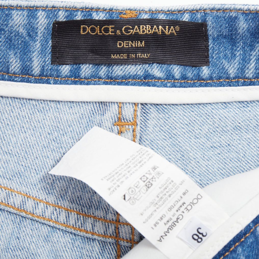 Dolce & Gabbana DOLCE GABBANA washed blue logo tag cut off high rise shorts IT38 XS Size 26" / US 2 / IT 38 - 8 Thumbnail