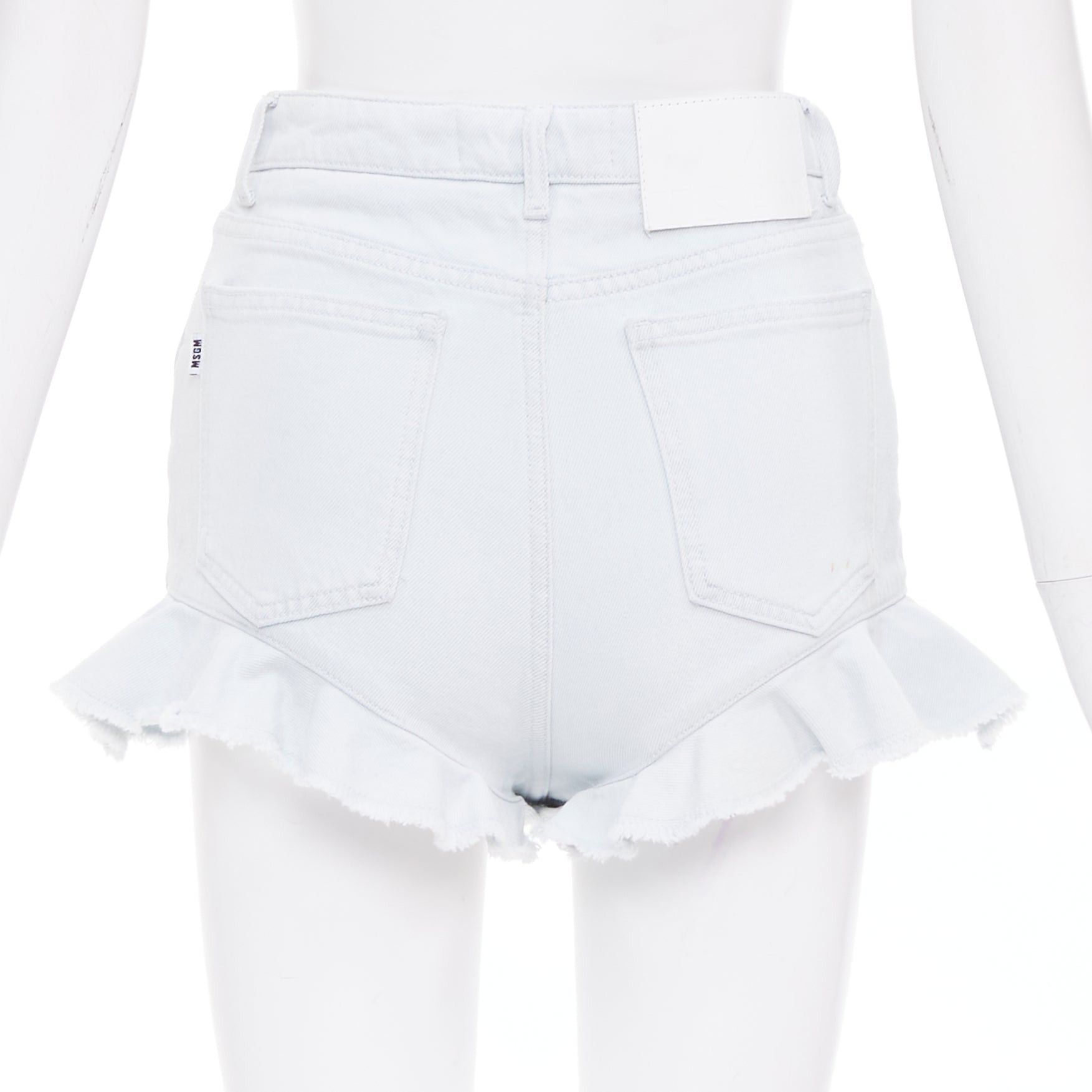 MSGM MSGM light blue washed ruffle hem zipper front mini shorts IT38 XS Size 26" / US 2 / IT 38 - 5 Thumbnail