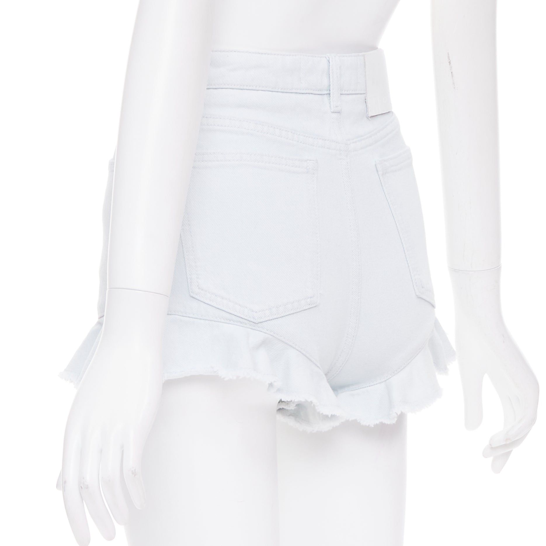 MSGM MSGM light blue washed ruffle hem zipper front mini shorts IT38 XS Size 26" / US 2 / IT 38 - 6 Thumbnail