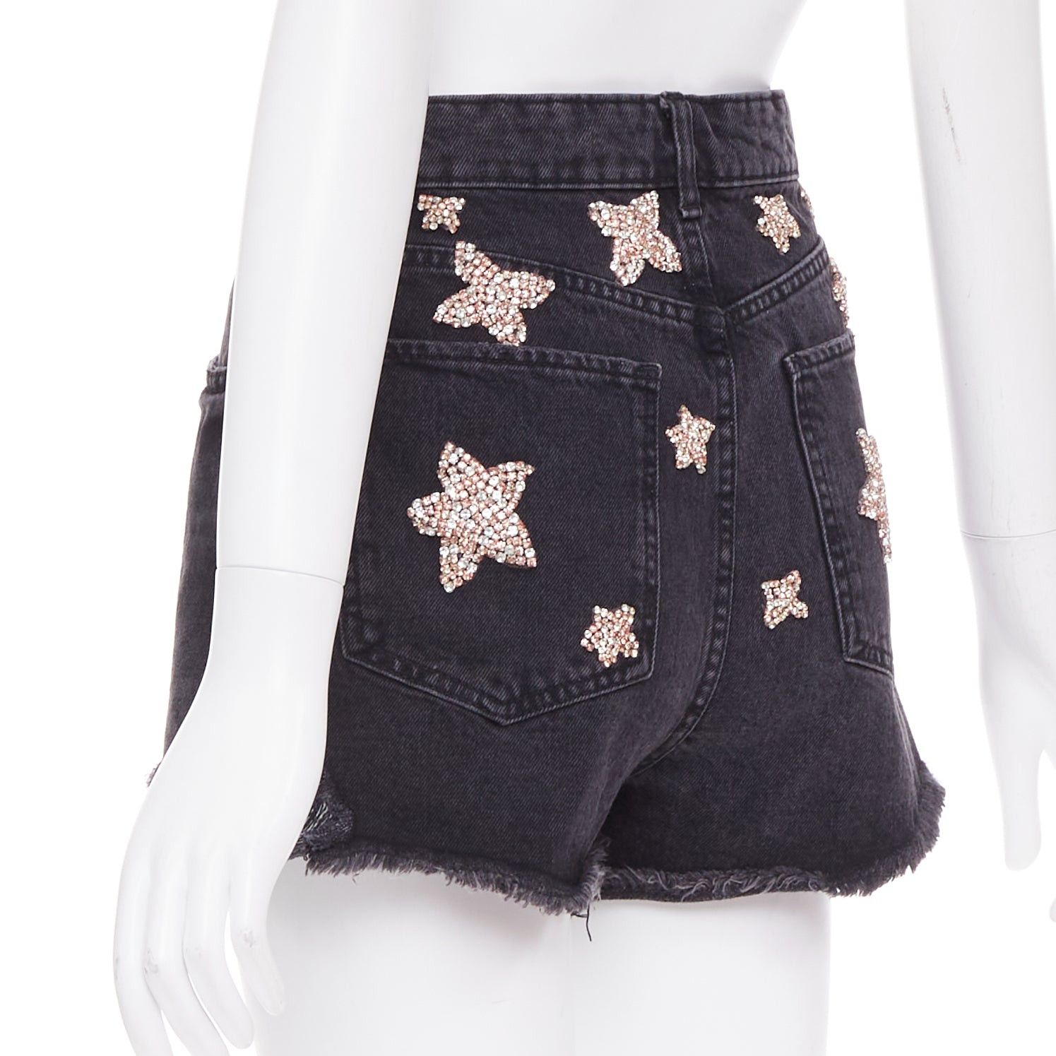 Other LOU LOU Studio washed grey denim pink silver crystal stars embellished shorts S Size 27" / US 4 / IT 40 - 5 Thumbnail