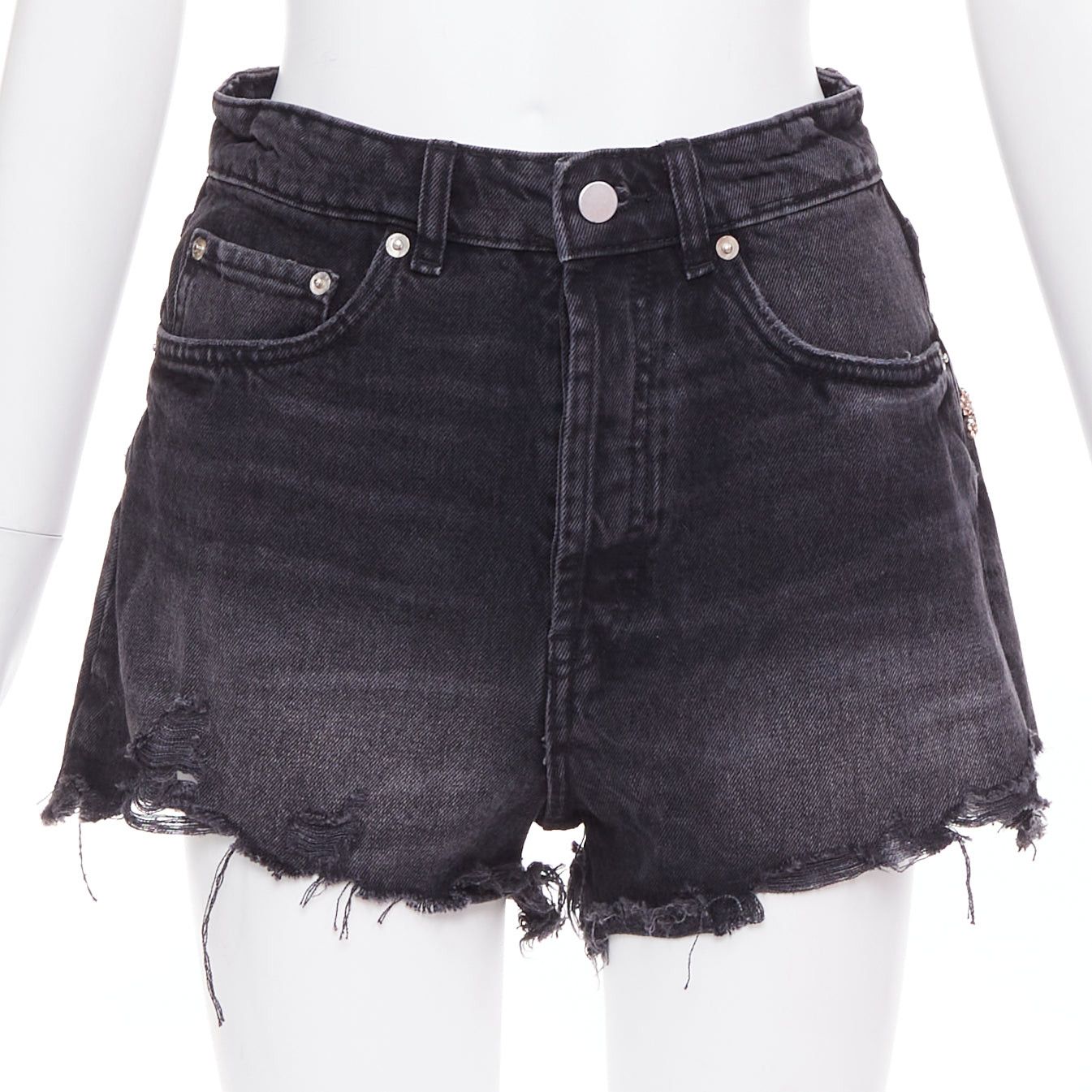 Other LOU LOU Studio washed grey denim pink silver crystal stars embellished shorts S Size 27" / US 4 / IT 40 - 2 Thumbnail