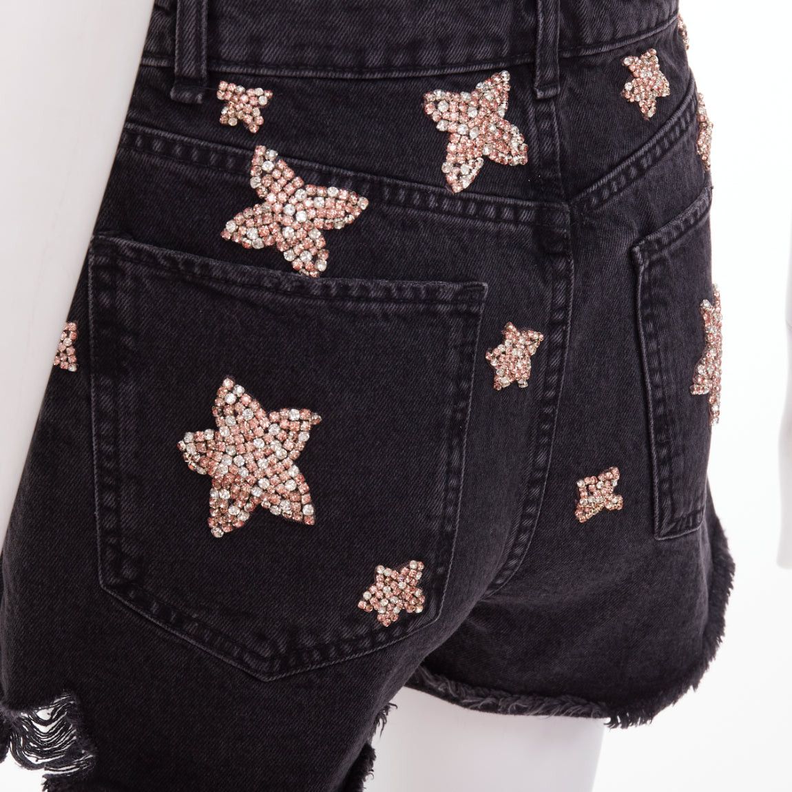 Other LOU LOU Studio washed grey denim pink silver crystal stars embellished shorts S Size 27" / US 4 / IT 40 - 6 Thumbnail