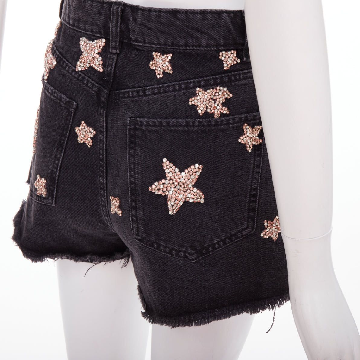 Other LOU LOU Studio washed grey denim pink silver crystal stars embellished shorts S Size 27" / US 4 / IT 40 - 7 Thumbnail