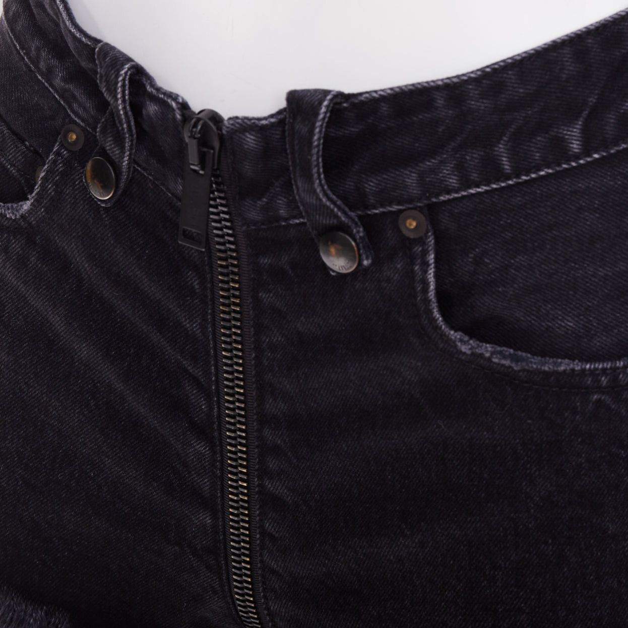 Unravel Project UNRAVEL PROJECT dark blue cotton zip around distressed mini shorts 25" Size 27" / US 4 / IT 40 - 7 Thumbnail