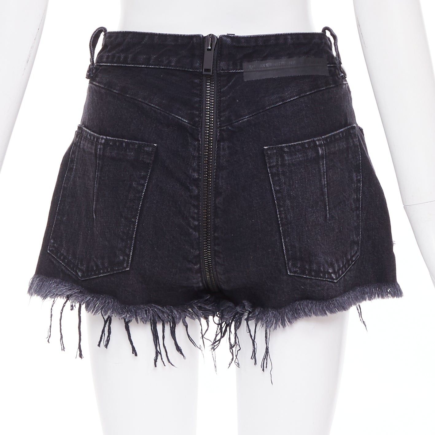 Unravel Project UNRAVEL PROJECT dark blue cotton zip around distressed mini shorts 25" Size 27" / US 4 / IT 40 - 5 Thumbnail