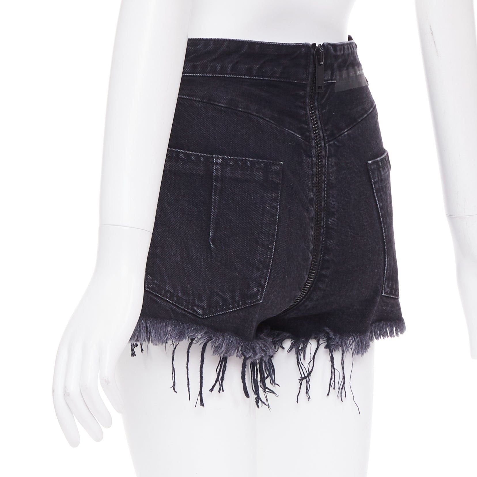 Unravel Project UNRAVEL PROJECT dark blue cotton zip around distressed mini shorts 25" Size 27" / US 4 / IT 40 - 6 Thumbnail