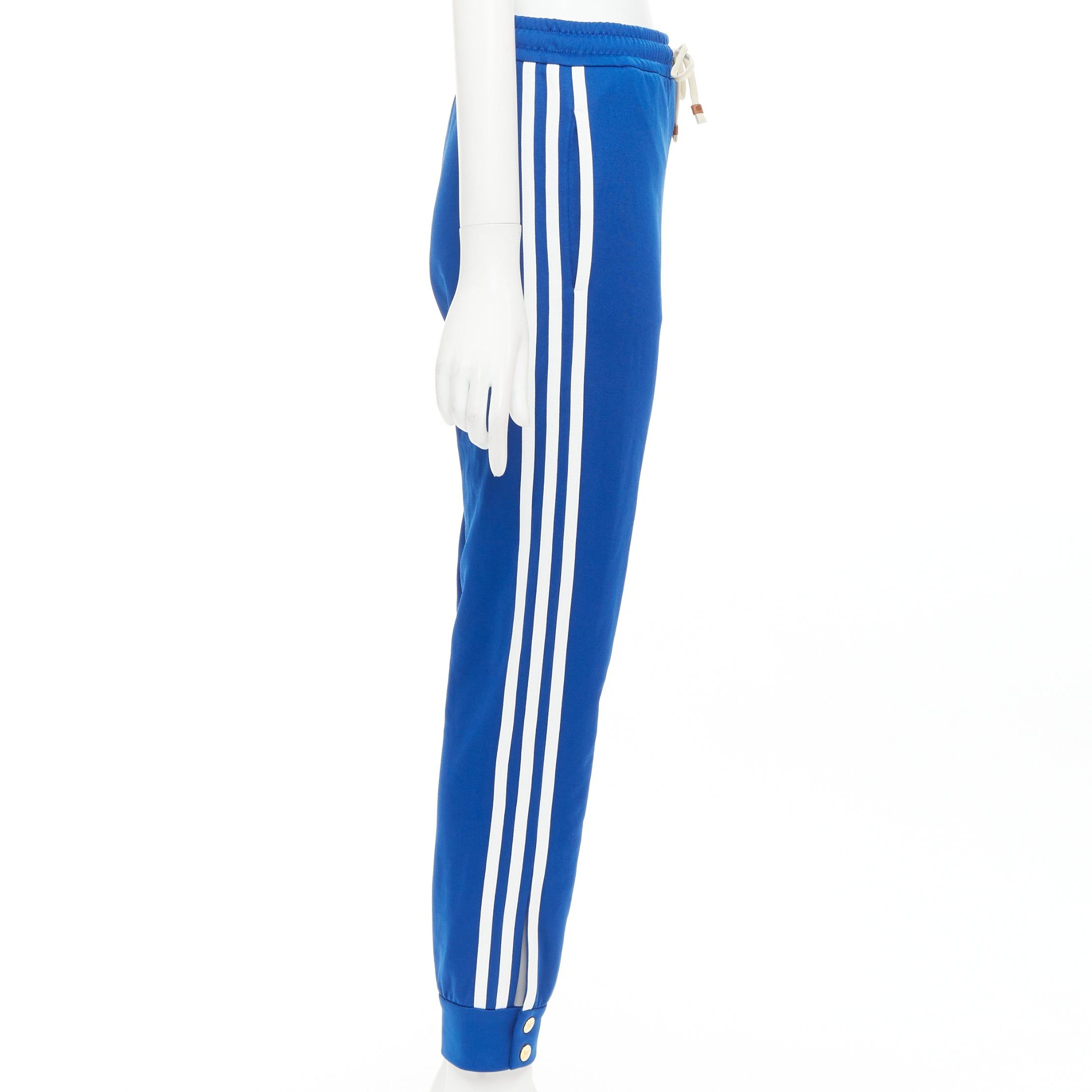 Gucci GUCCI ADIDAS 2022 blue white logo web 3 stripe trim track sweat pants XS Size 27" / US 4 / IT 40 - 4 Thumbnail