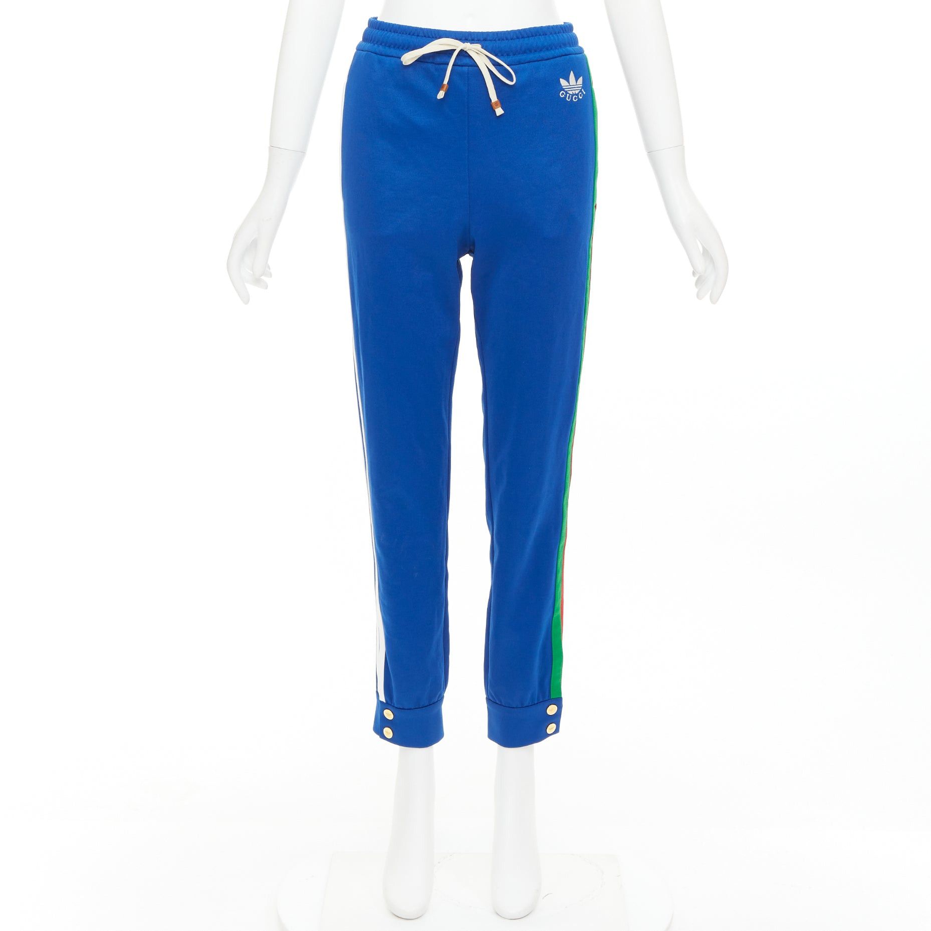 Gucci GUCCI ADIDAS 2022 blue white logo web 3 stripe trim track sweat pants XS Size 27" / US 4 / IT 40 - 9 Thumbnail