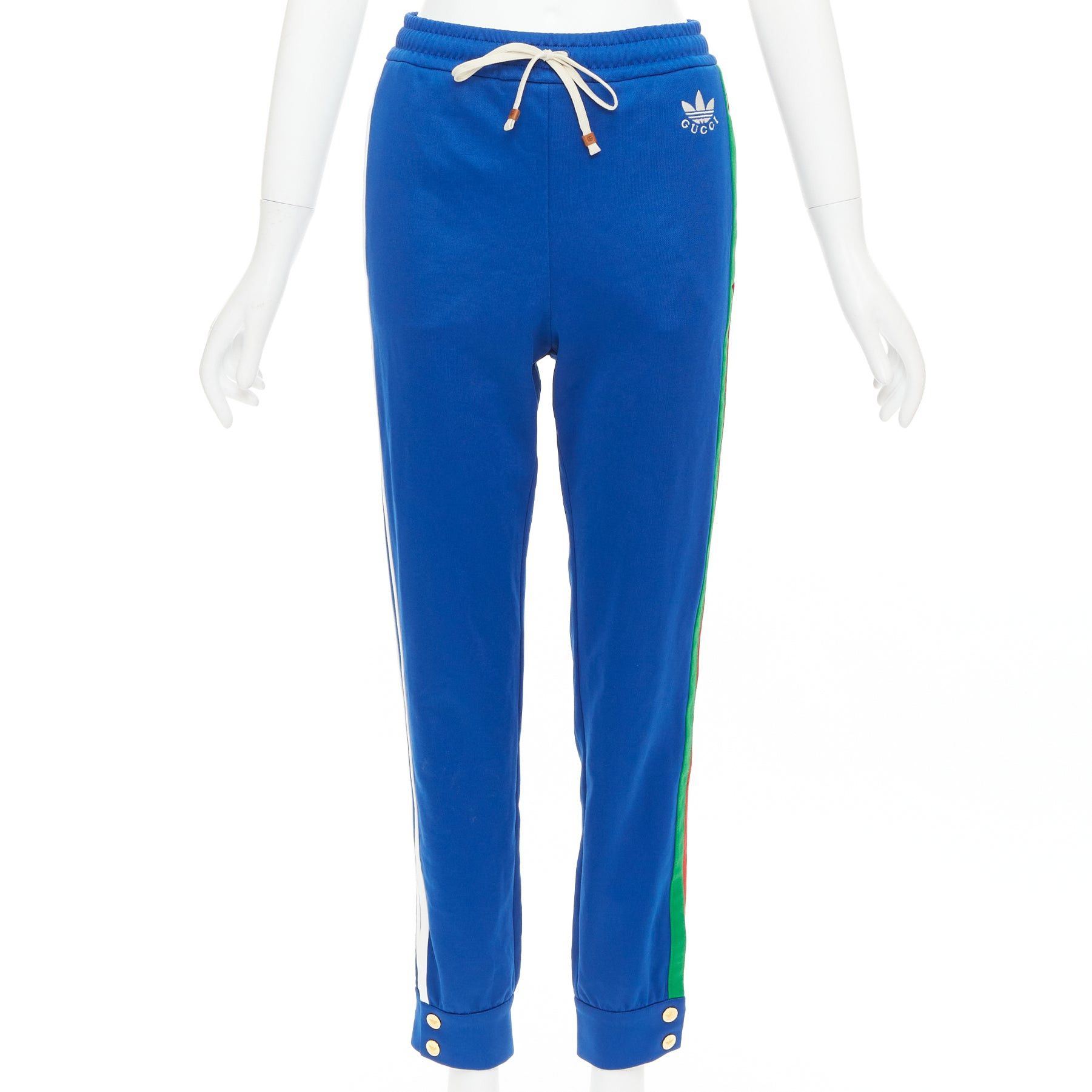 Gucci GUCCI ADIDAS 2022 blue white logo web 3 stripe trim track sweat pants XS Size 27" / US 4 / IT 40 - 3 Thumbnail