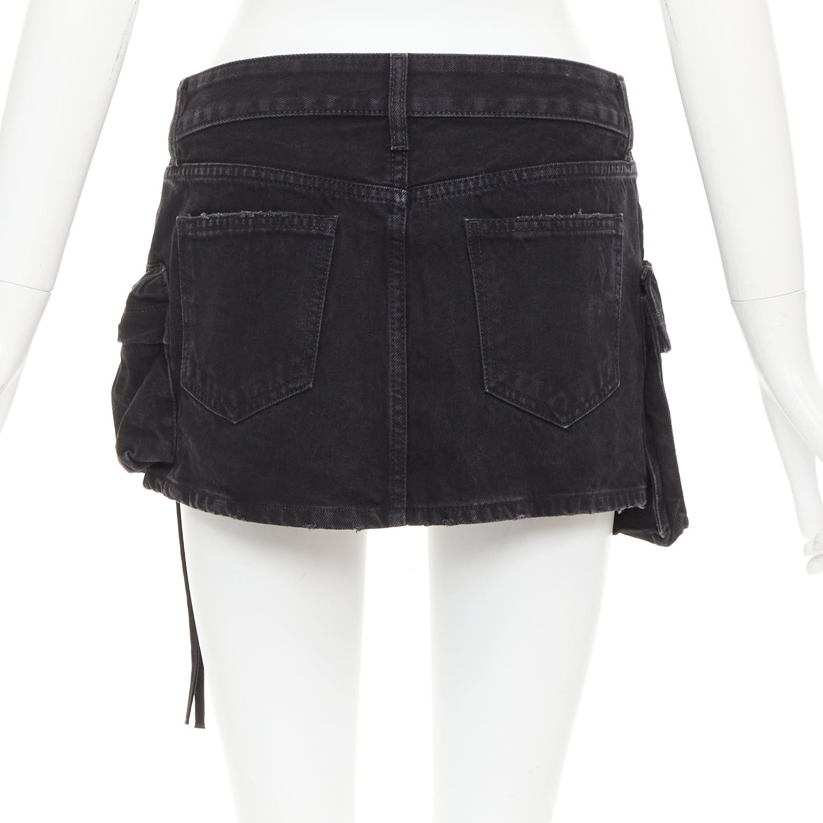 The Attico THE ATTICO Fay black cotton multi cargo pocket low rise mini skirt 25" Size 27" / US 4 / IT 40 - 5 Thumbnail