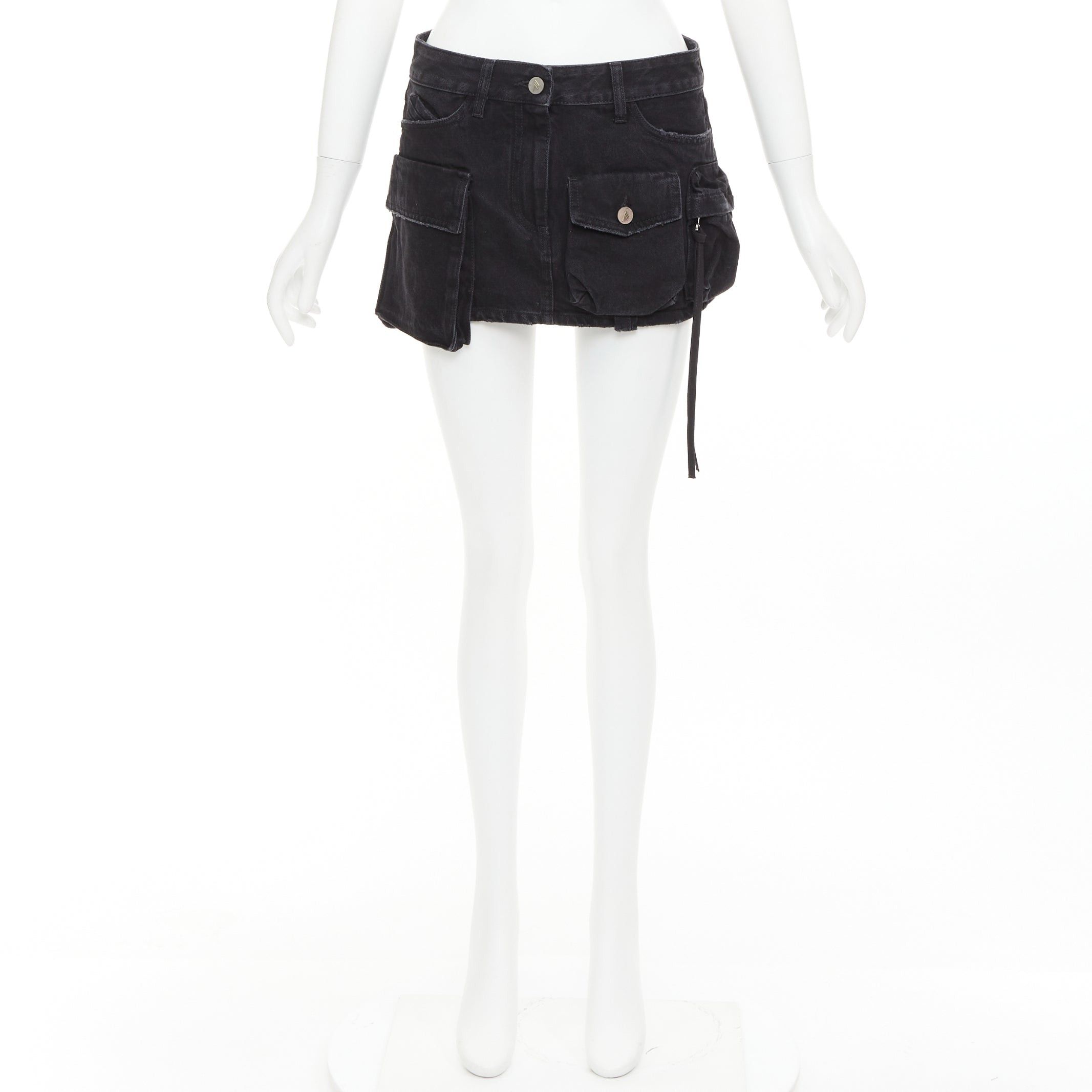 The Attico THE ATTICO Fay black cotton multi cargo pocket low rise mini skirt 25" Size 27" / US 4 / IT 40 - 9 Thumbnail