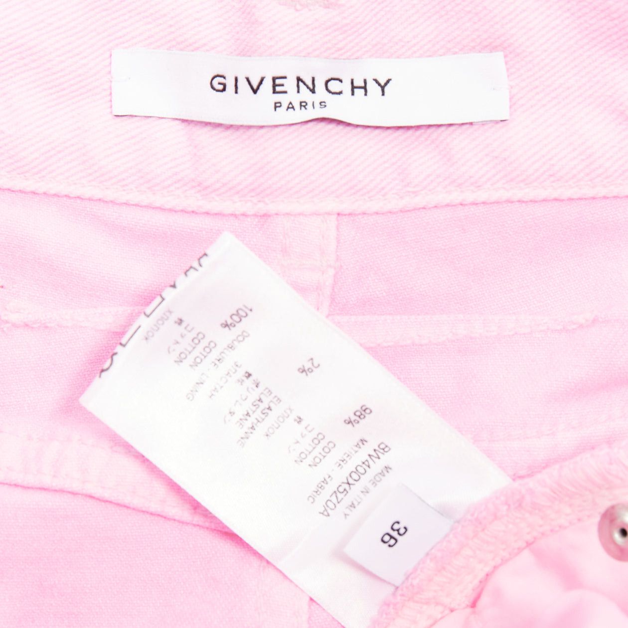Givenchy GIVENCHY pink cream bleach patchy dye cotton denim short skirt FR36 S Size 27" / US 4 / IT 40 - 8 Thumbnail