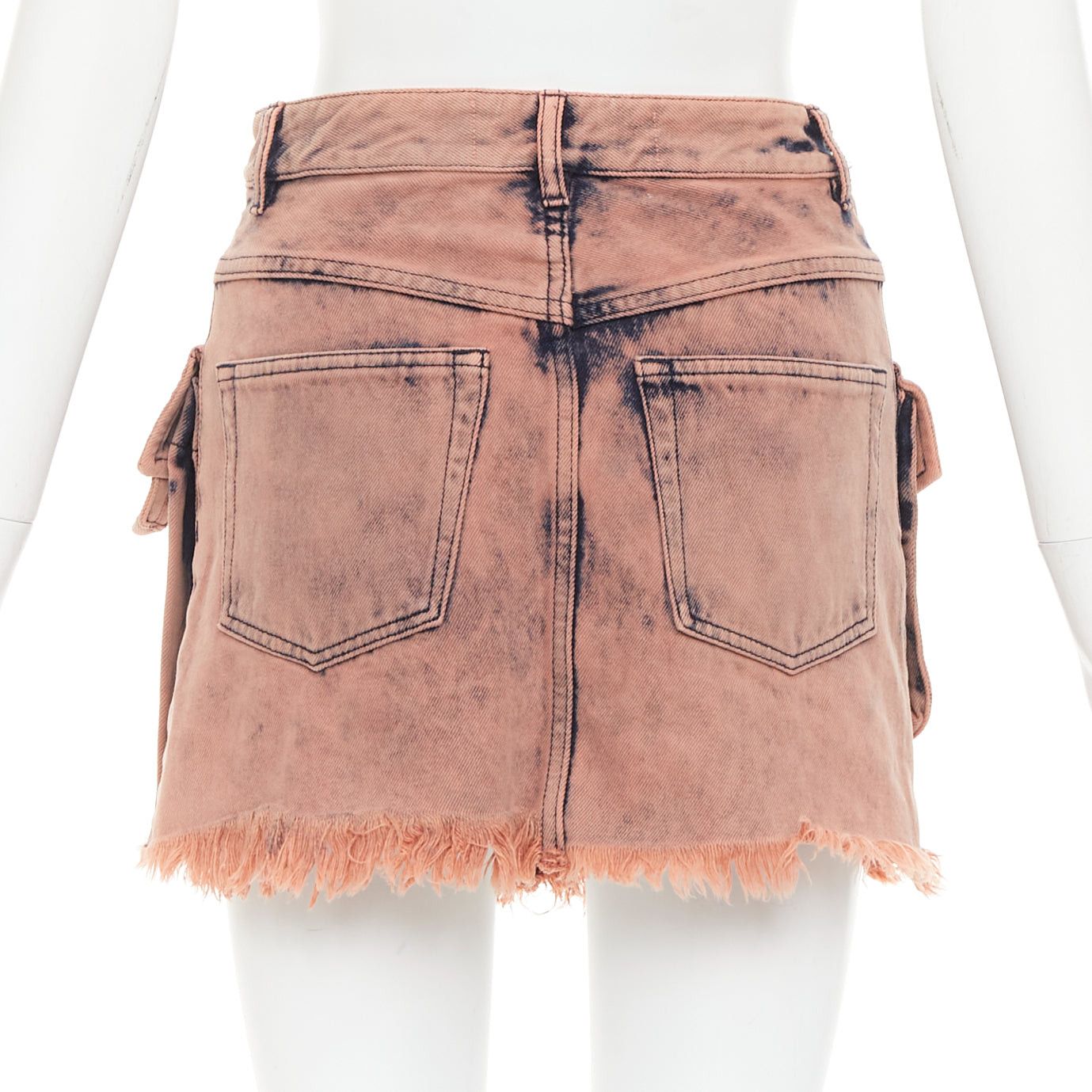 Marques'Almeida MARQUES ALMEIDA pink blue acid washed recycled cotton frayed safari skirt UK4 XXS Size 25" / US 0 / IT 36 - 5 Thumbnail