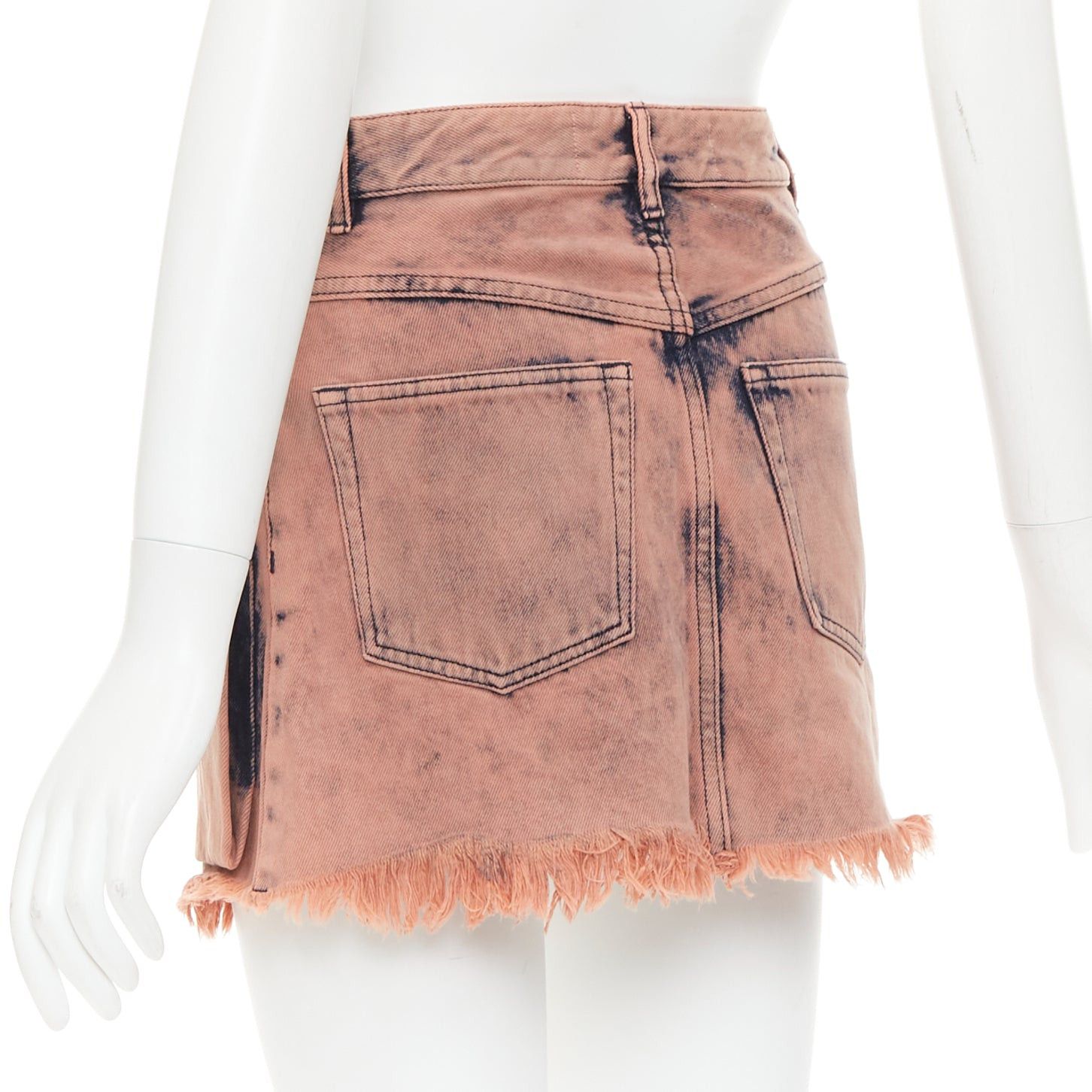 Marques'Almeida MARQUES ALMEIDA pink blue acid washed recycled cotton frayed safari skirt UK4 XXS Size 25" / US 0 / IT 36 - 6 Thumbnail