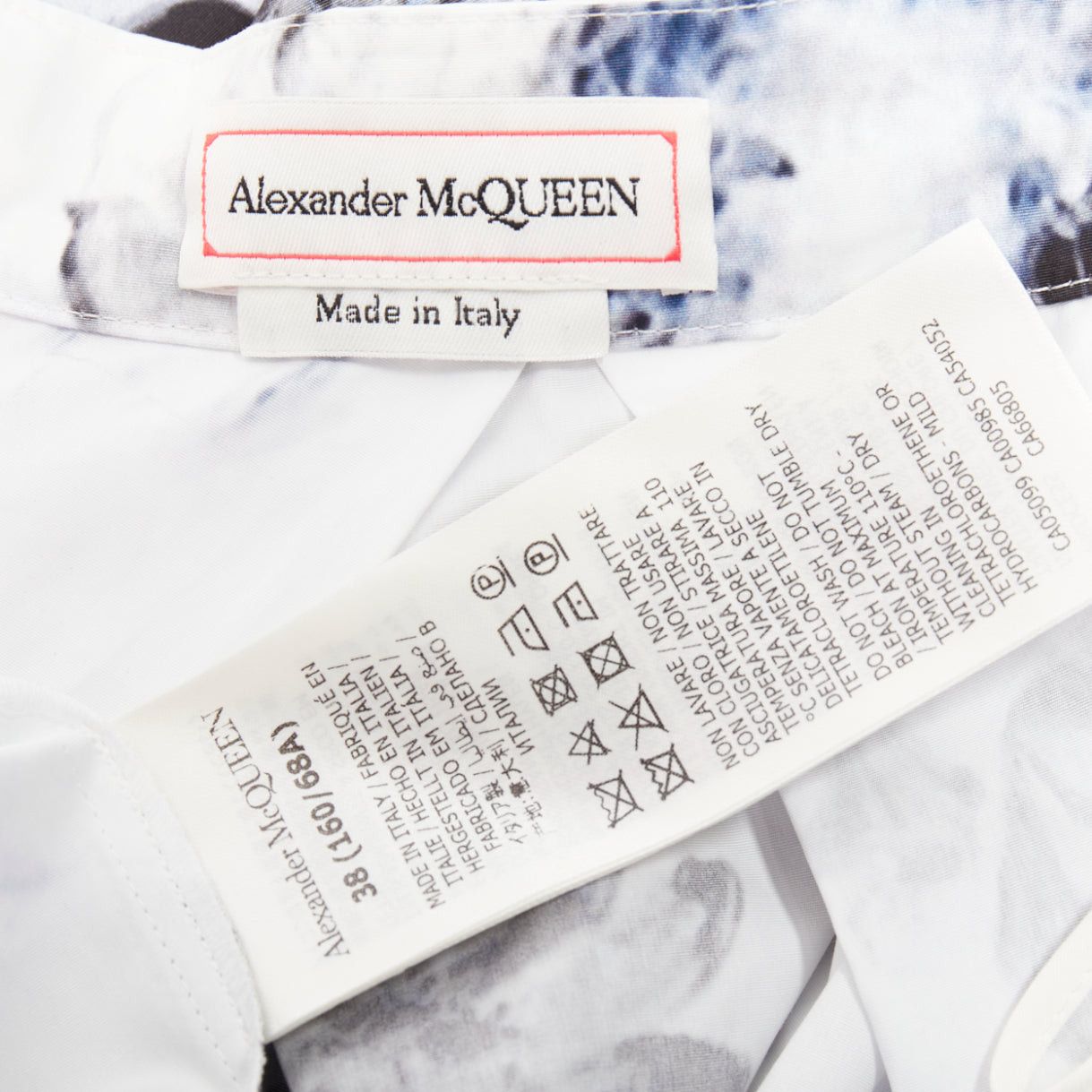 Alexander McQueen ALEXANDER MCQUEEN 2023 Chiaroscuro blue white floral print cotton midi skirt IT38 XS Size 26" / US 2 / IT 38 - 8 Thumbnail
