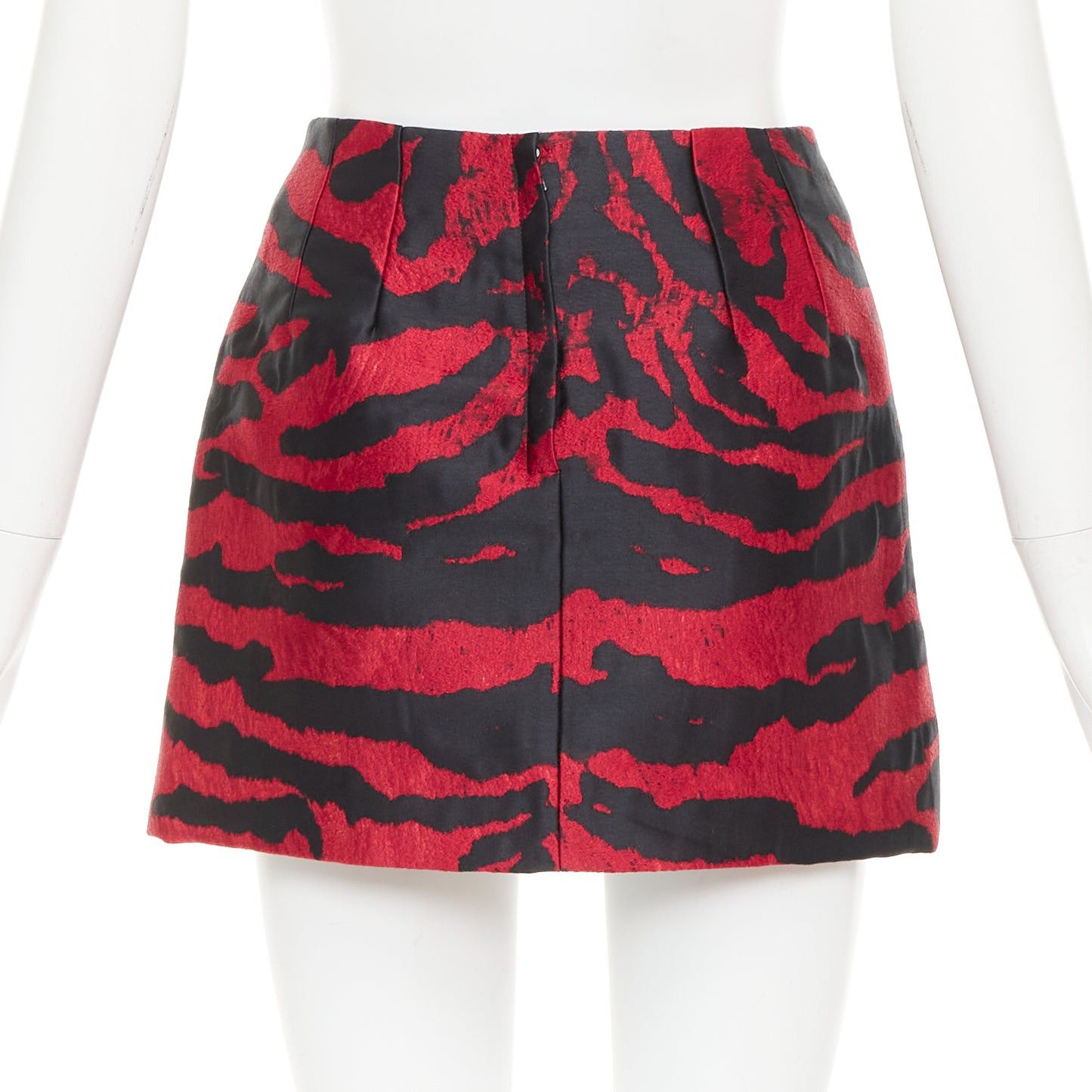 Dolce & Gabbana DOLCE GABBANA red black tiger stripe metallic jacquard high waist mini skirt IT36 XS Size 25" / US 0 / IT 36 - 5 Thumbnail