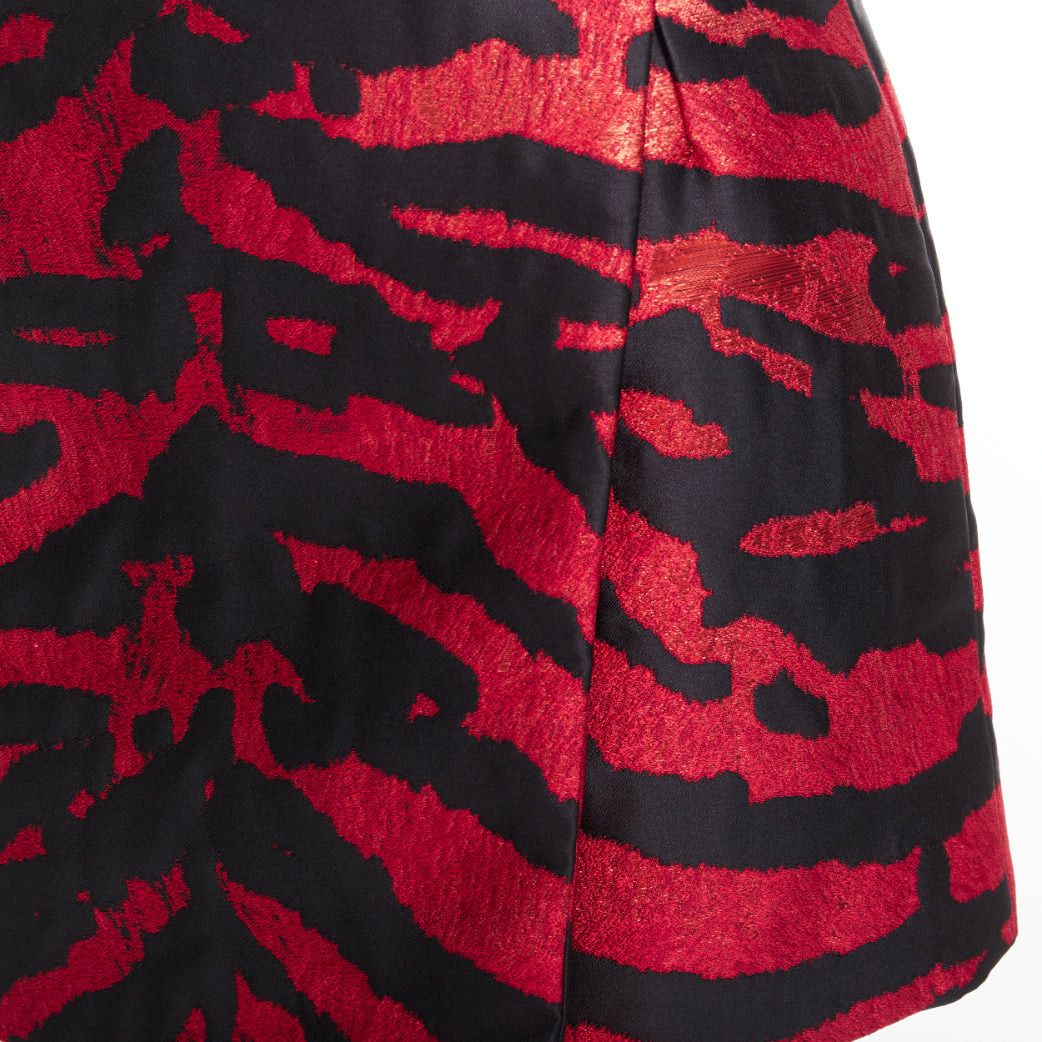 Dolce & Gabbana DOLCE GABBANA red black tiger stripe metallic jacquard high waist mini skirt IT36 XS Size 25" / US 0 / IT 36 - 2 Thumbnail