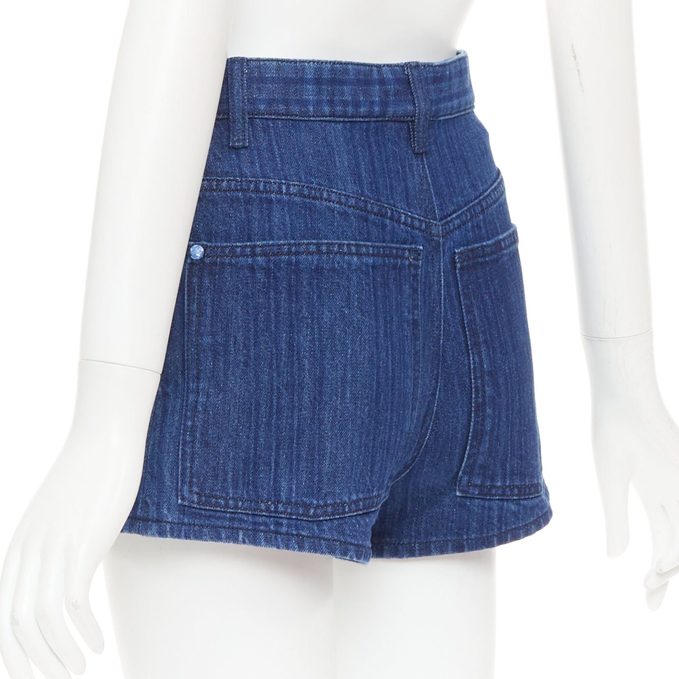 Chanel CHANEL blue CC logo woven trompe loeil denim high-rise shorts FR34 XS Size 26" / US 2 / IT 38 - 6 Thumbnail