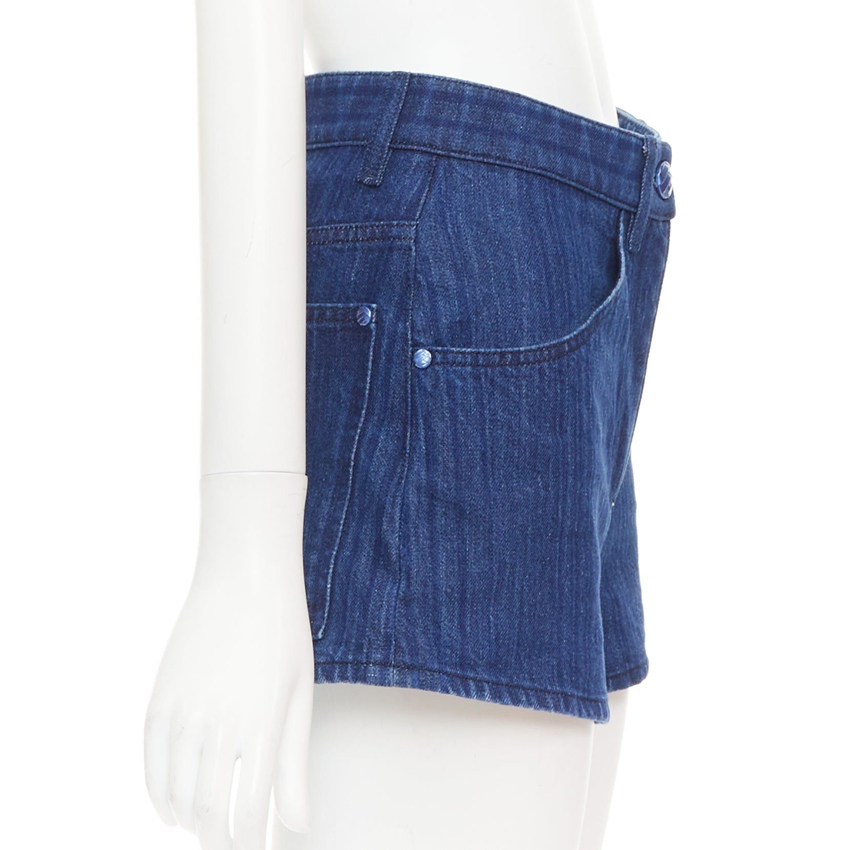 Chanel CHANEL blue CC logo woven trompe loeil denim high-rise shorts FR34 XS Size 26" / US 2 / IT 38 - 4 Thumbnail