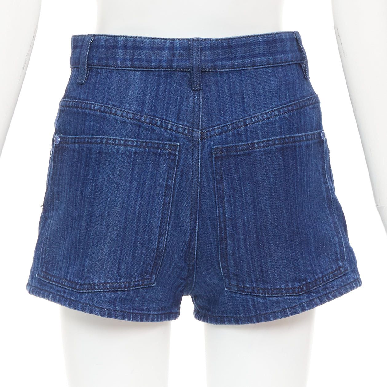 Chanel CHANEL blue CC logo woven trompe loeil denim high-rise shorts FR34 XS Size 26" / US 2 / IT 38 - 5 Thumbnail