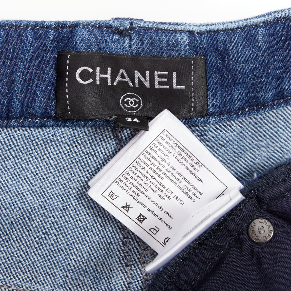 Chanel CHANEL blue CC logo woven trompe loeil denim high-rise shorts FR34 XS Size 26" / US 2 / IT 38 - 8 Thumbnail