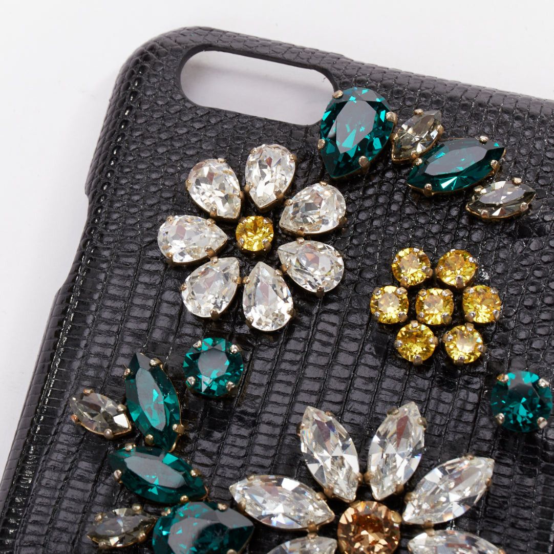 Dolce & Gabbana DOLCE GABBANA IPhone 6 black leather yellow green rhinestone crystal cover case Size ONE SIZE - 4 Thumbnail